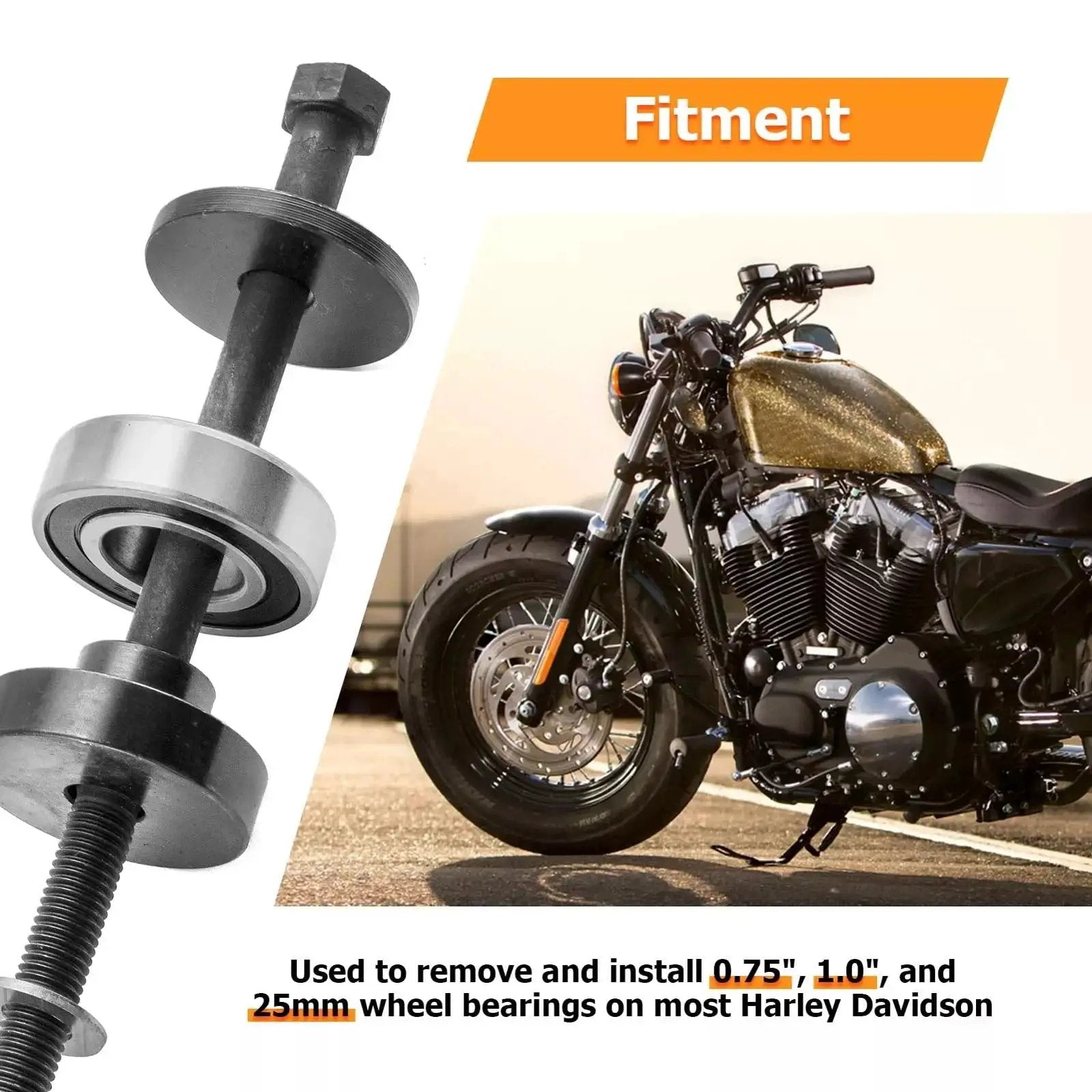 Motorcycle Wheel Bearing Removal And Installation Kit For Harley-Davidson Three Quarters Inch, 1 Inch, And 25mm Bearings tool