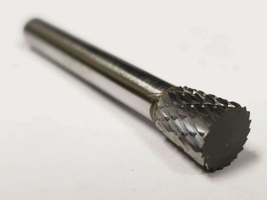SN 2 Inverted Cone Carbide Burr With Double Cut For Metalworking, solid carbide cutting tool with three eighths inch shank