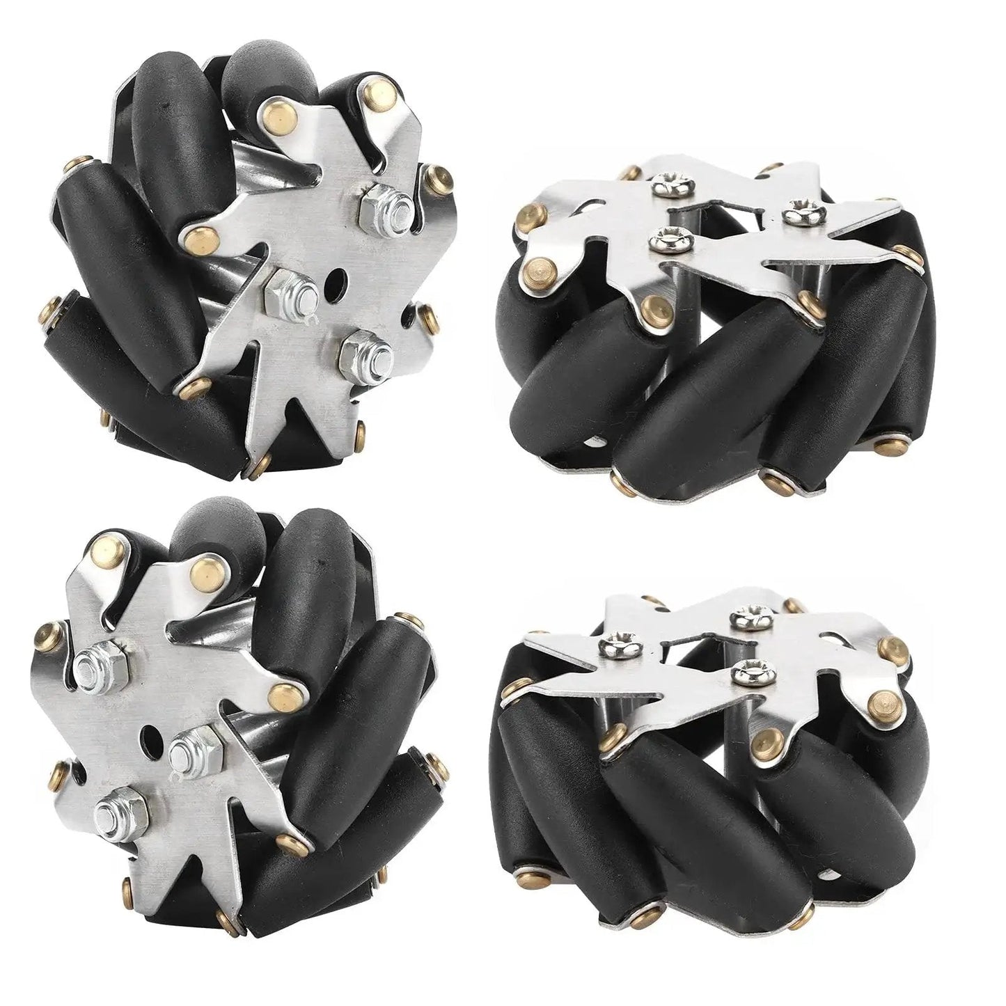 4Pcs 48mm Steel Mecanum Wheel Set for Robot Car with 360 Degree Omnidirectional Movement and 3kg Load Capacity