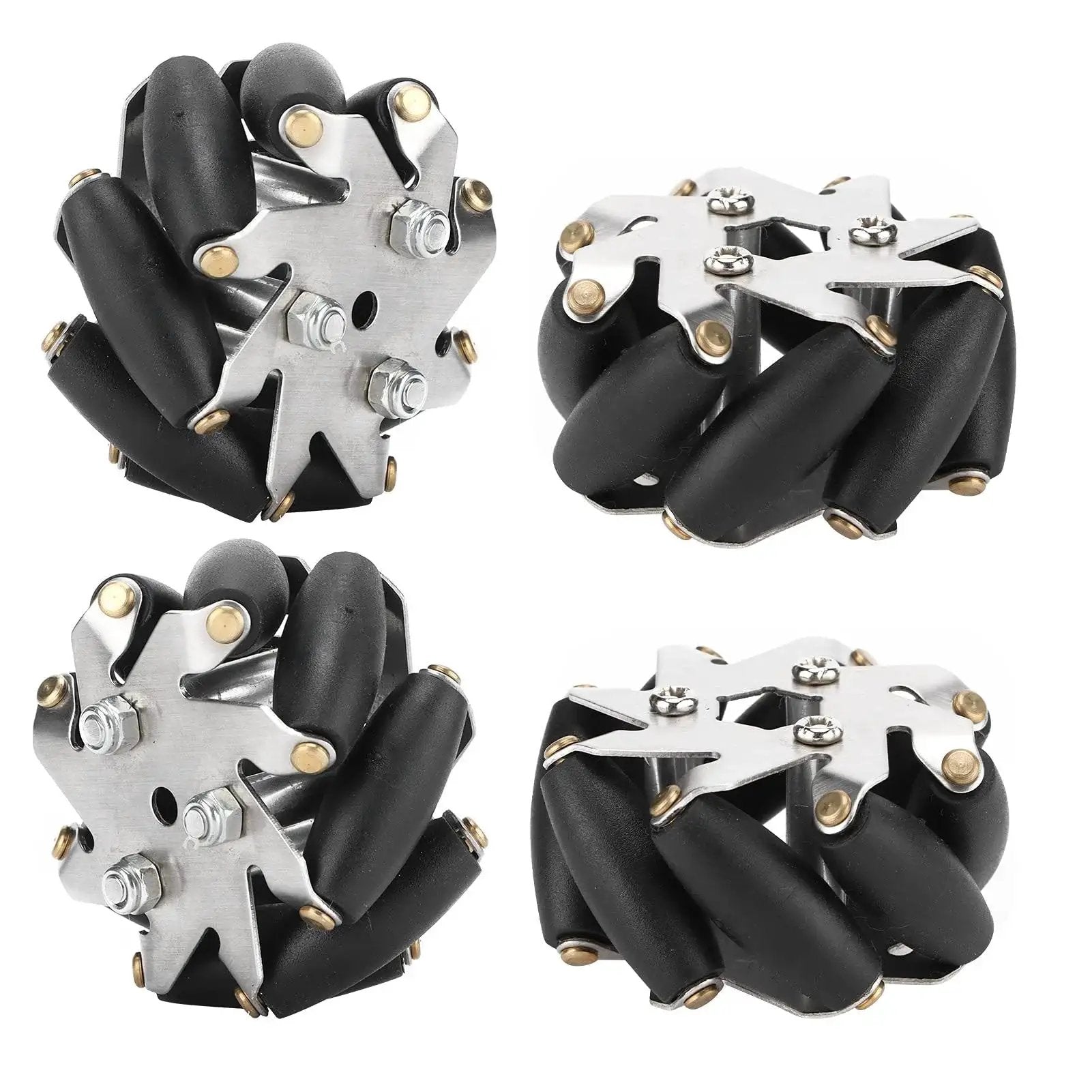 4Pcs 48mm Steel Mecanum Wheel Set for Robot Car with 360 Degree Omnidirectional Movement and 3kg Load Capacity