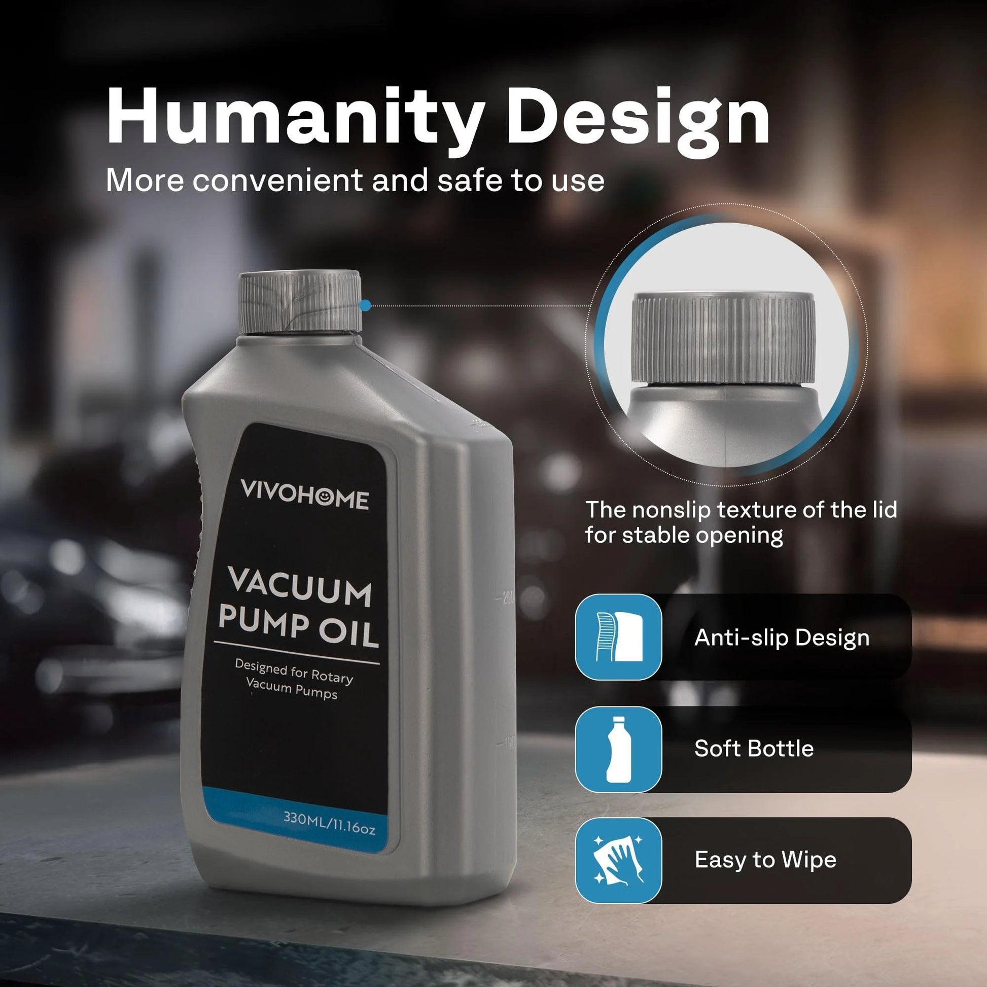 Image of Top Shelf Pro Grade Vacuum Pump Oil For HVAC Systems High Viscosity Low Moisture 330 Milliliters bottle.
