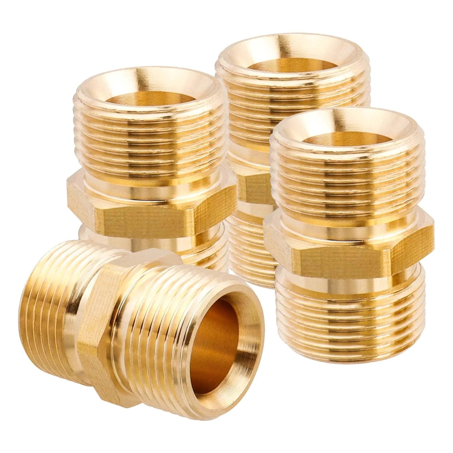 4 Piece Pressure Washer Hose Adapters Set M22 To 14mm Male Coupler Brass Heavy Duty Leak Free Connectors For 5000 PSI Power Washer Hoses Durable Brass Construction For Long Lasting Performance And Easy Connection