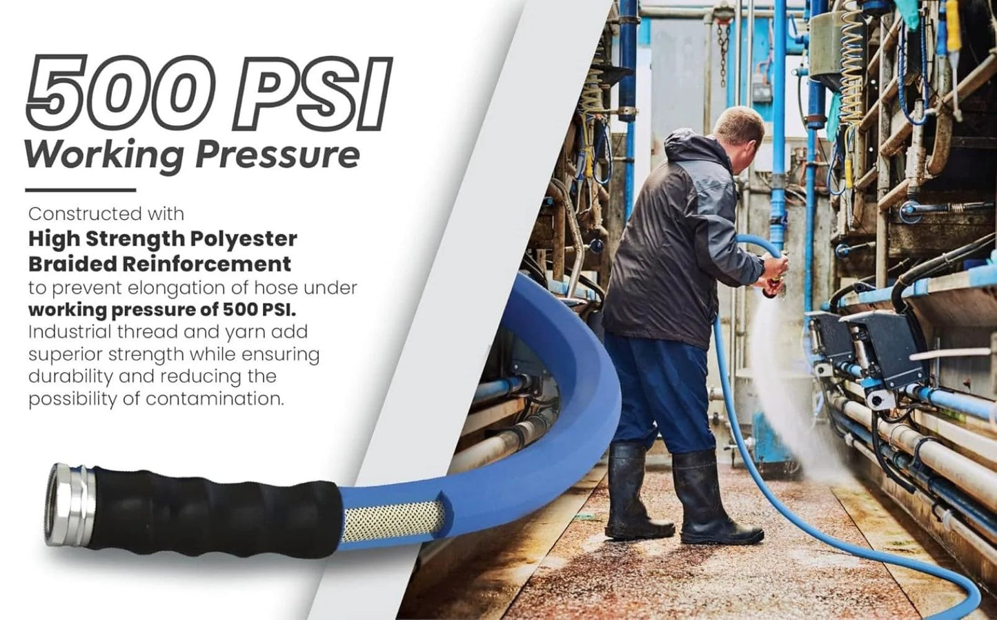 Ultra Light Rubber Garden Hose For Hot And Cold Water, Five-Eighth Inch By Twenty-Five Feet, Five Hundred PSI, in use with washer.