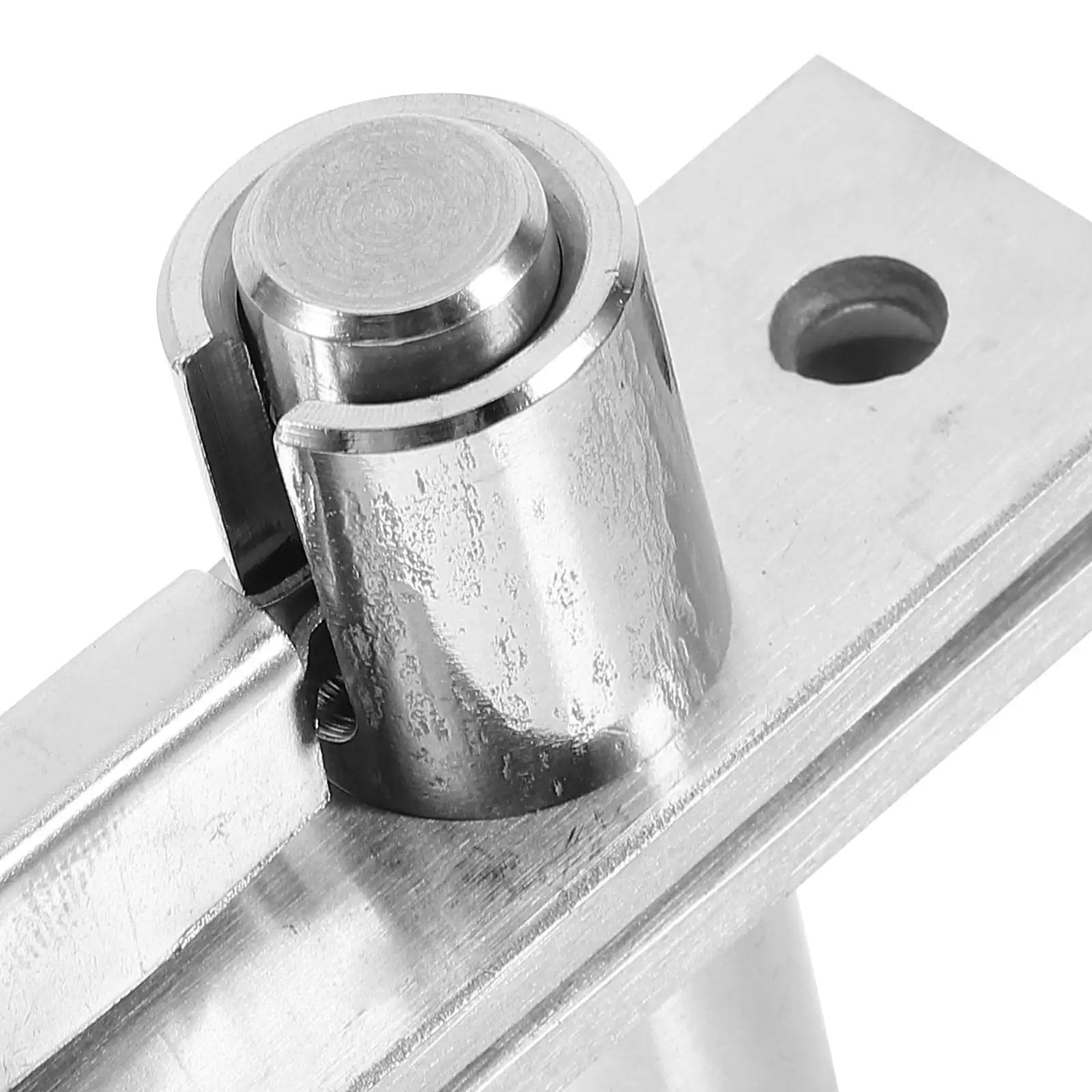 Close-up of Beefy Heavy Duty Stainless Steel Pivot Door Hinges for Hidden Cabinets and Bookcases BEBEMOKO Invisible Swivel Hinges Set of 2