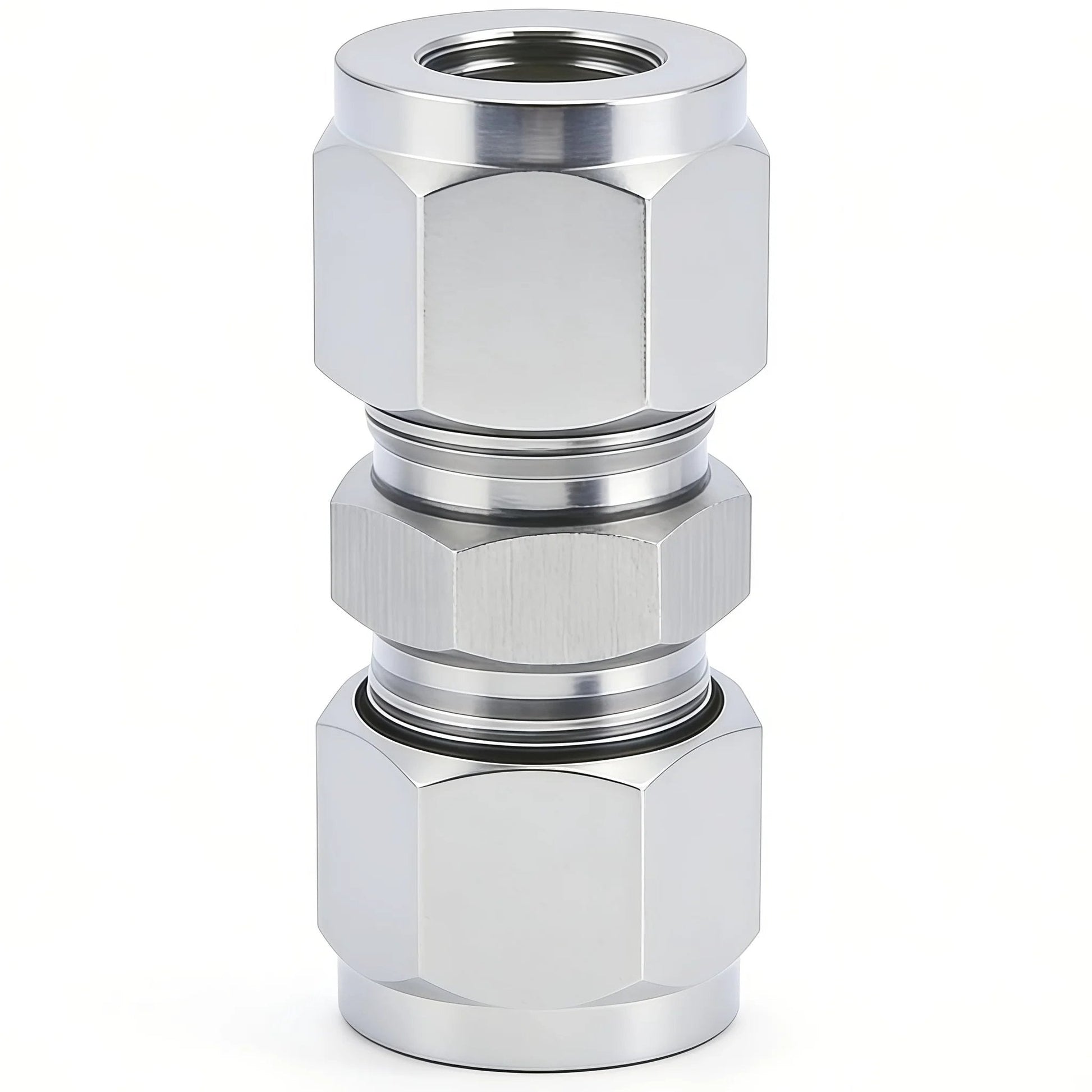 Stainless Steel 304 Compression Tube Fitting Union With Double Ferrules For One Eighth Inch OD Tubing Pack Of Two