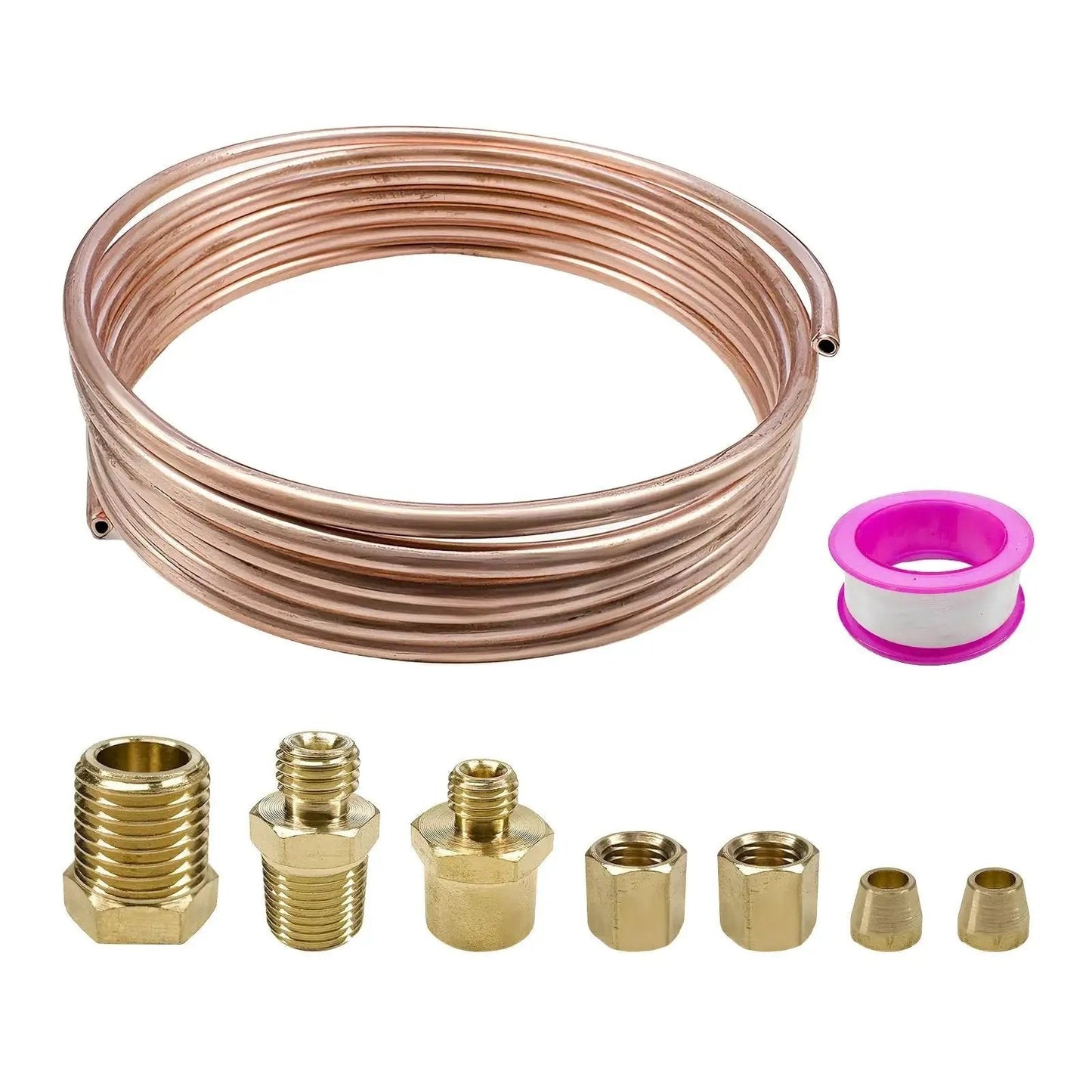 Heavy Duty 72 Inch Copper Oil Pressure Gauge Tubing Kit With Brass Threaded Fittings And Seal Tape For Pressure Gauges, by FSTURIOS