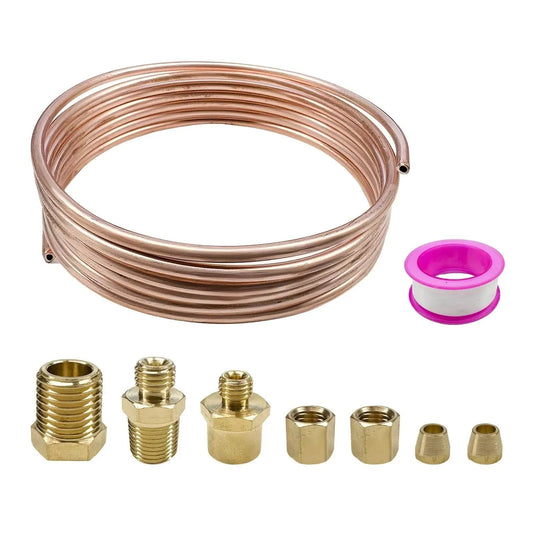 Heavy Duty 72 Inch Copper Oil Pressure Gauge Tubing Kit With Brass Threaded Fittings And Seal Tape For Pressure Gauges, by FSTURIOS