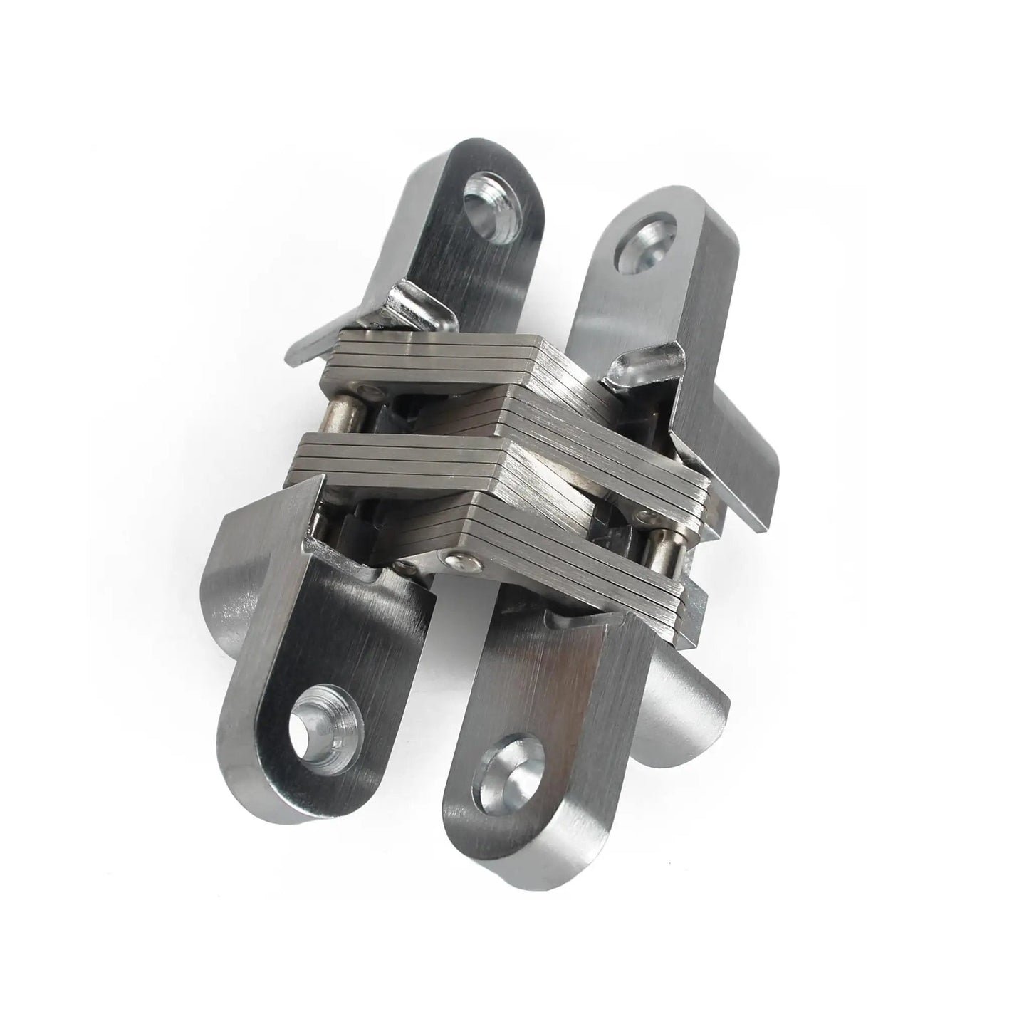 Hidden Door Hinge 0 to 180 Degree Opening Zinc Alloy Door Hardware Silver Small Size, smooth quiet operation, self concealed hinge.