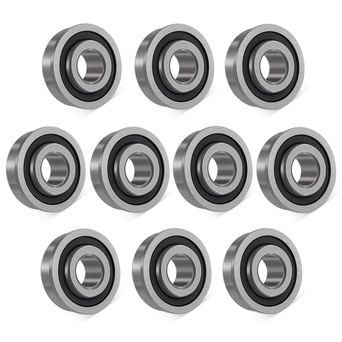 Beefed Up Heavy Duty 10 Pack Flanged Ball Bearings One Half Inch Bore And One And Three Eighths Inch Outer Diameter Double Seal Deep Groove