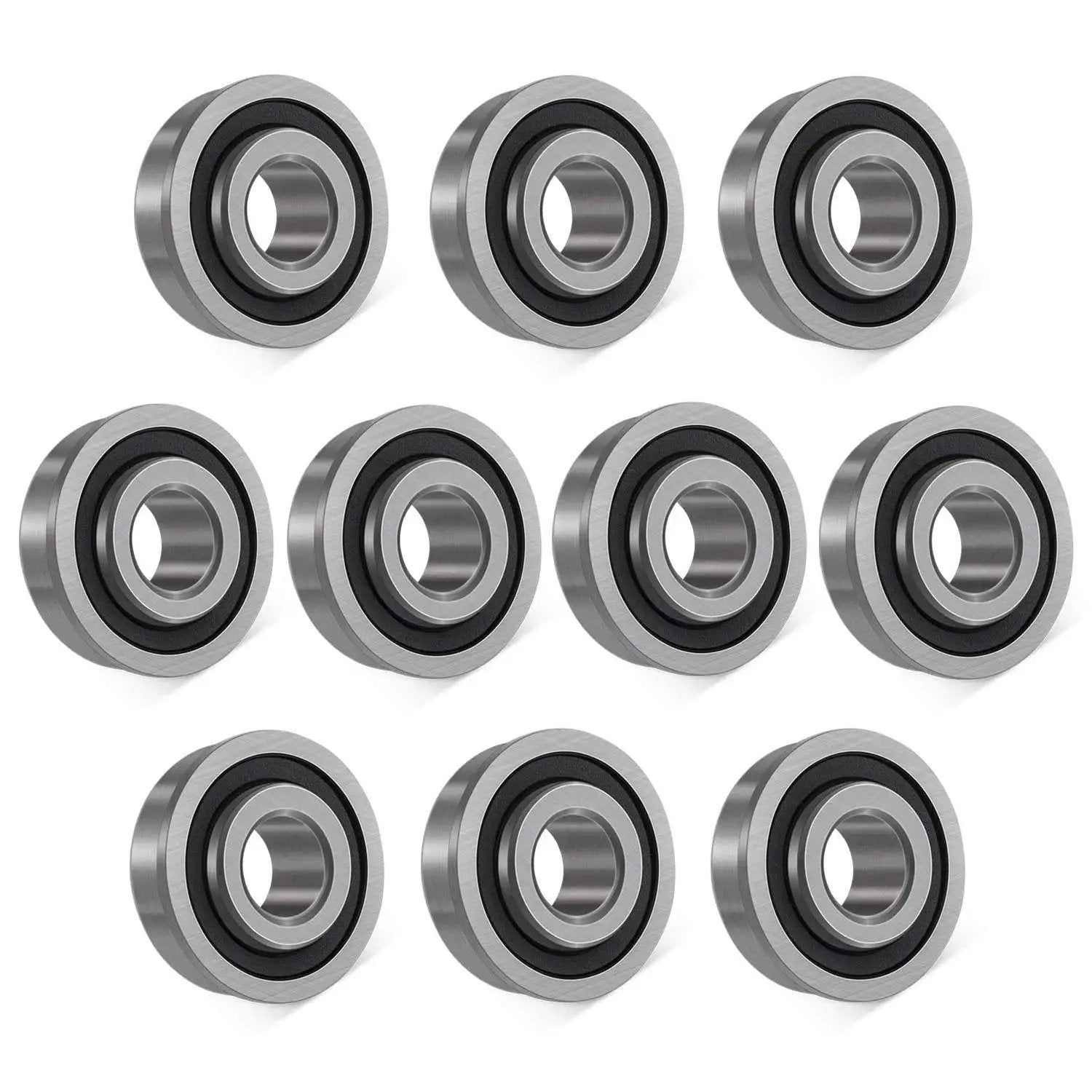 Beefed Up Heavy Duty 10 Pack Flanged Ball Bearings One Half Inch Bore And One And Three Eighths Inch Outer Diameter Double Seal Deep Groove