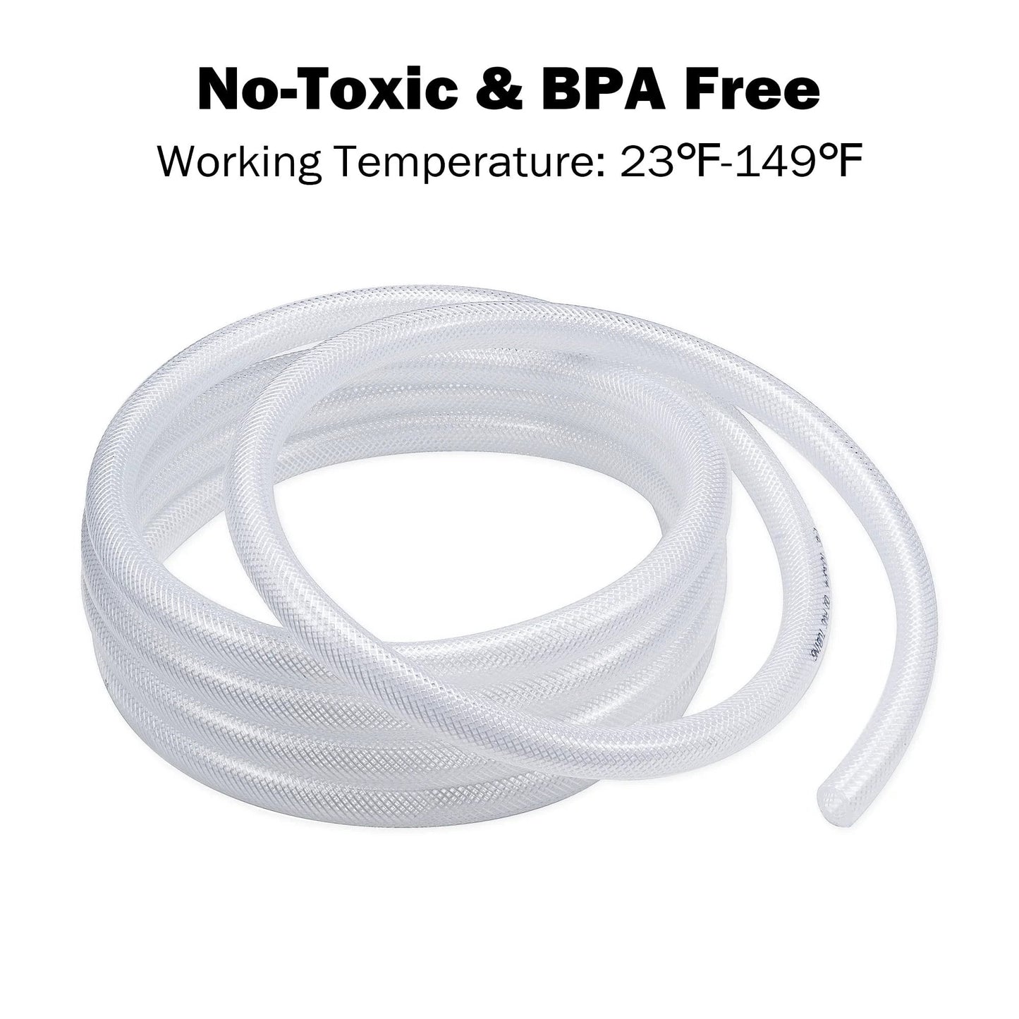 Coiled Heavy Duty Braided Clear PVC Tubing By DAVCO 1 Inch ID 25 Ft With Stainless Clamps High Pressure Flexible Reinforced Plastic Hose Non Toxic BPA Free