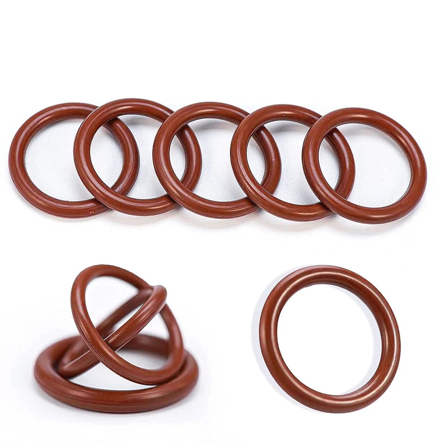 Pro Grade FKM O Ring Kit With 185 Pieces Brown Fluorocarbon 75A Durometer For Heavy Duty Sealing, showing multiple brown O-rings
