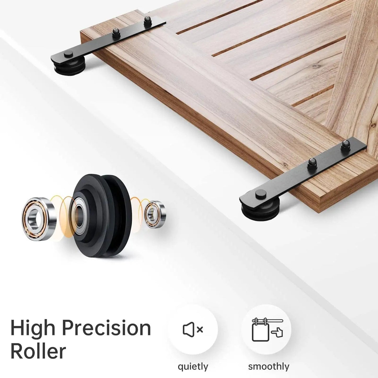 16 Ft Double Sliding Barn Door Hardware Track Kit With Straight Pulleys Heavy Duty Steel Black Powder Coated Finish For 48 Inch Wide Doors