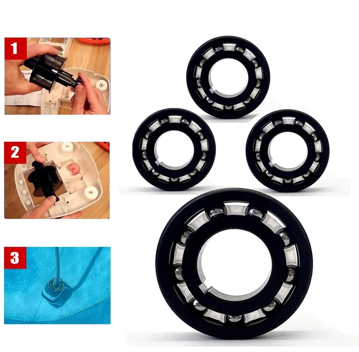 Turbine Bearing Replacement Pack For Hayward Pool Vac Cleaners AXV055P 2 Pack Compatible With AXV602P AXV112P AquaBug Navigator