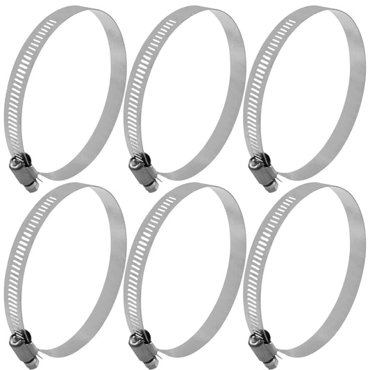 6 Pack Adjustable 3.5 Inch 304 Stainless Steel Hose Clamps Worm Gear Duct Clamp For Air Ducting Automotive Plumbing And Mechanical Applications Fits Three To Four Inch Hoses 78 To 101 Mm.