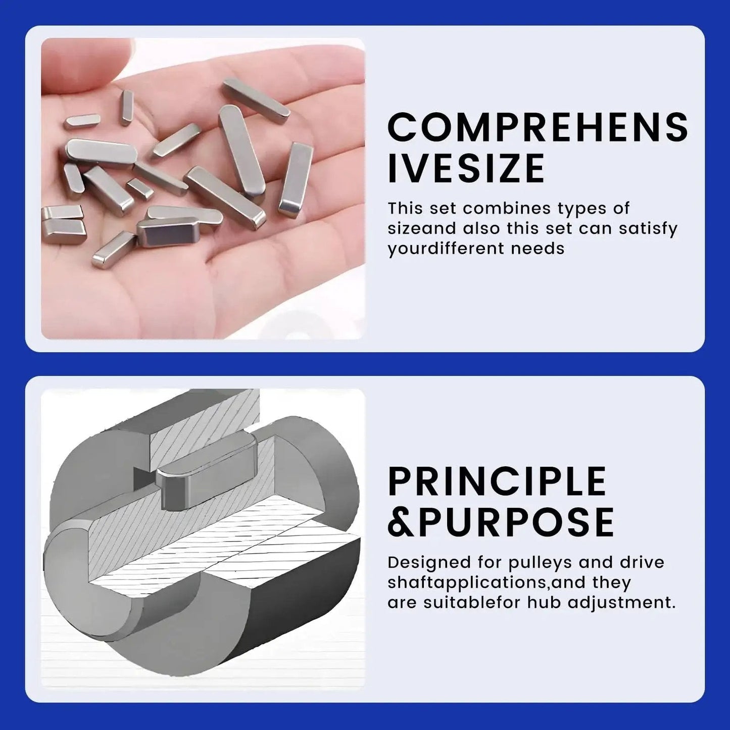 Versatile Pulley Keyway And Drive Shaft Key Set With 140 Pieces In Sizes From 3mm To 12mm for mechanical projects and repairs.
