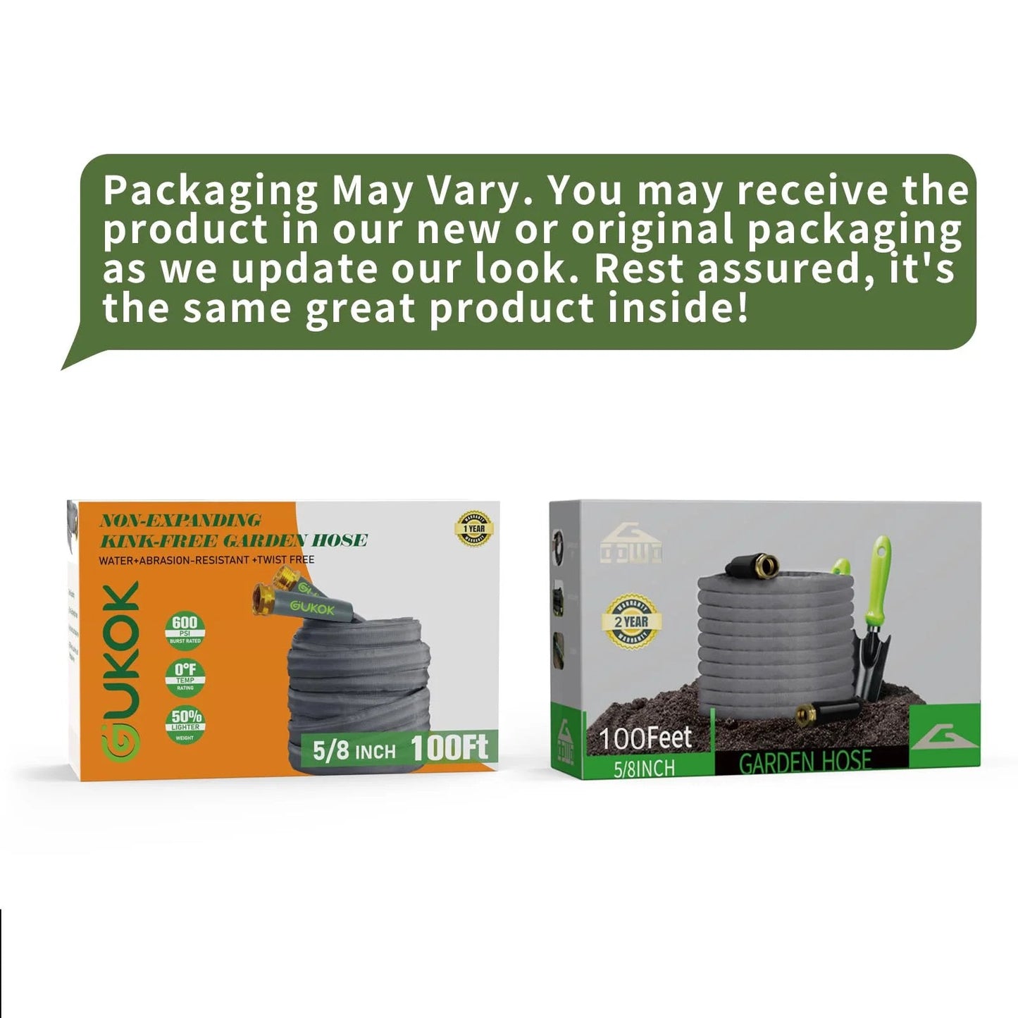 Upgraded 50 Foot Non Expanding Garden Hose Ultra Lightweight Easy Carry Flexible Water Hose Burst Resistant Kink Free High Pressure All Weather Use For Lawns Gardens And Outdoor Cleaning packaging.