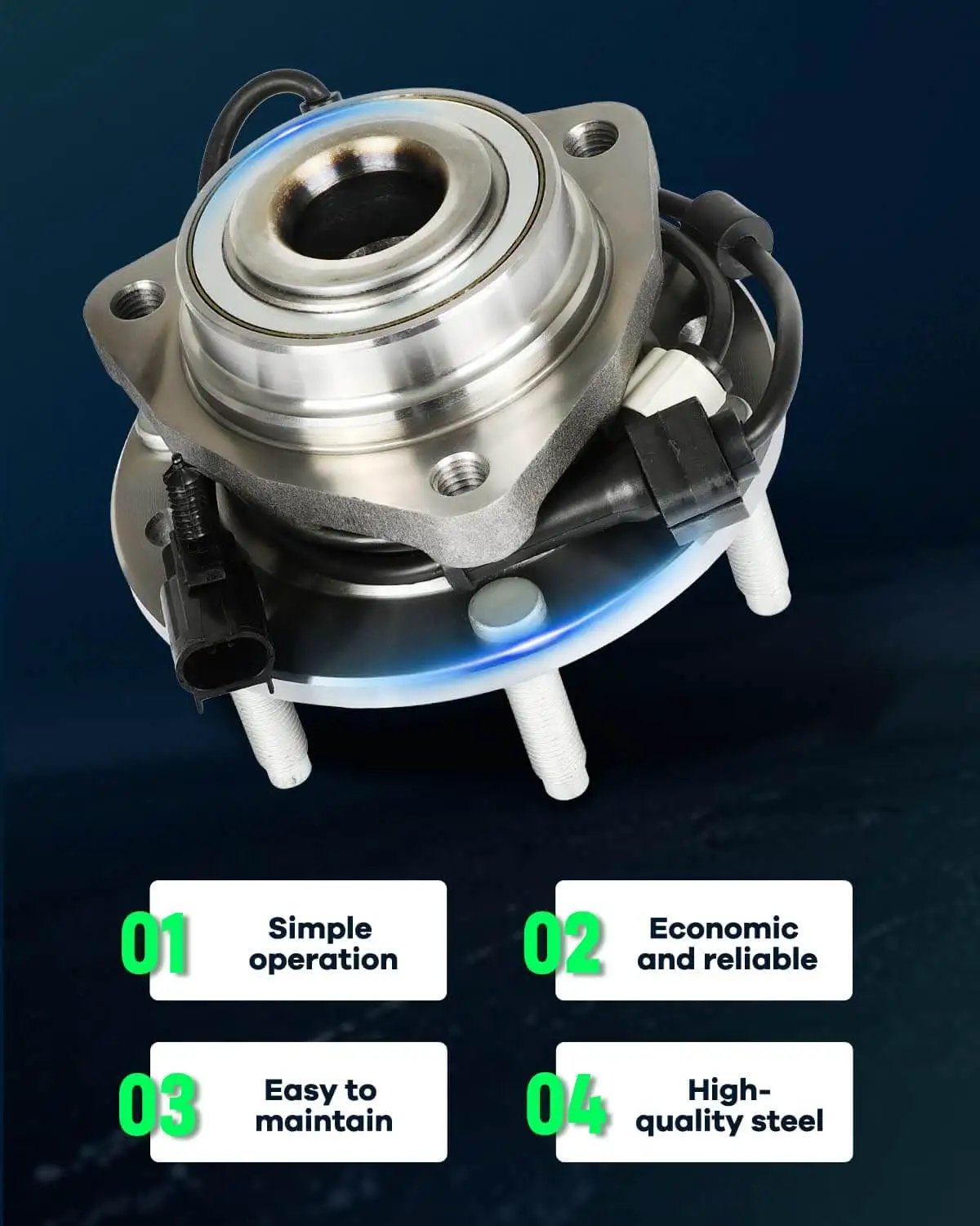 Front Hub Assembly with Wheel Bearing Replaces OE513188 for Chevrolet Trailblazer 2002-2009, GMC Envoy, Isuzu Ascender
