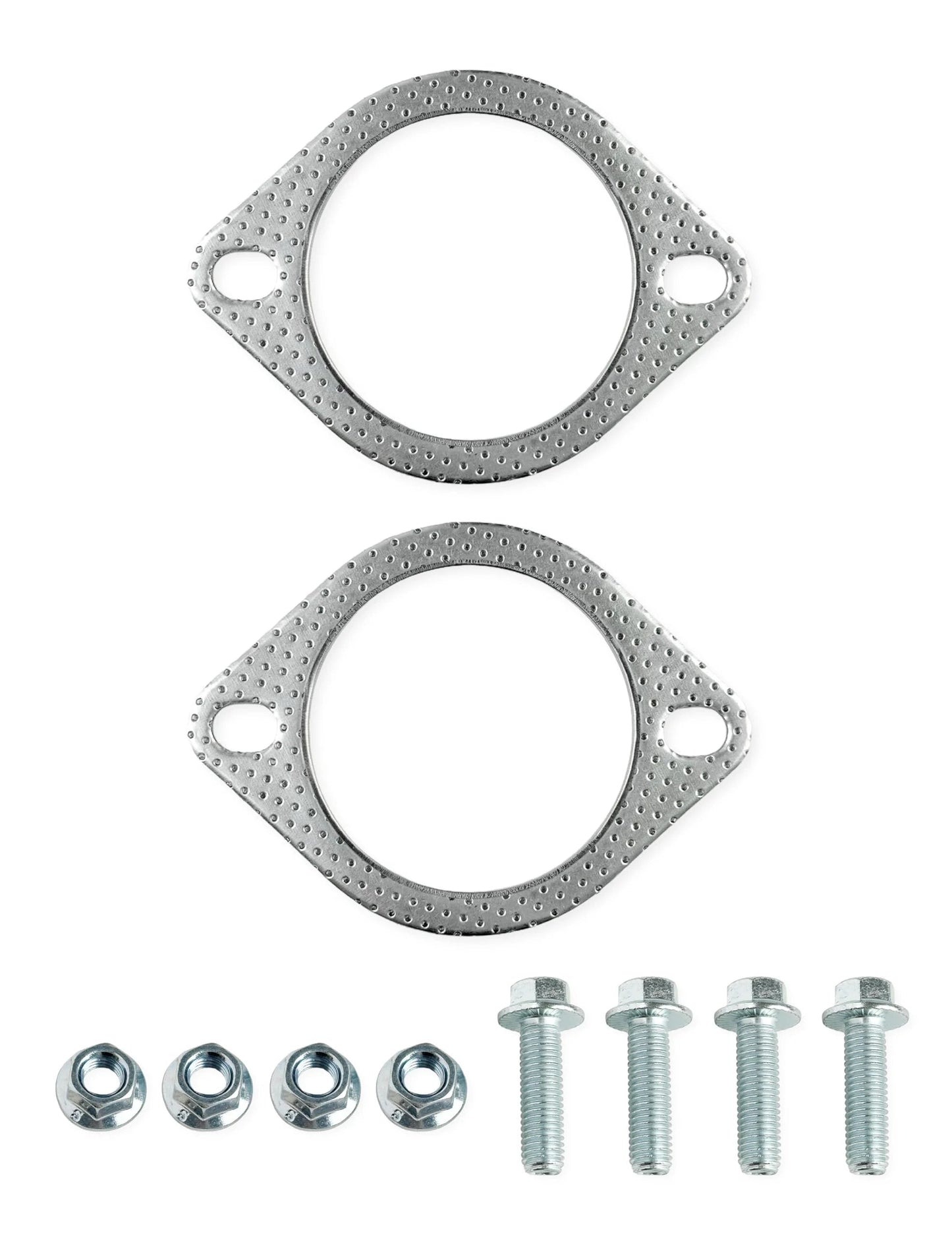 3 Inch ID Exhaust Gasket Kit 2 Pack With 4 Bolts And Nuts High Temperature Reinforced 76mm Two Bolt Flange Muffler Gasket For 3 Inch Exhaust Systems Includes 2 Gaskets And Bolts