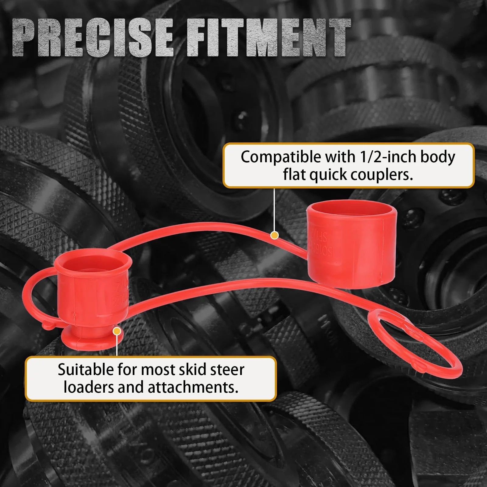 Dust Cap And Plug Kit For Half Inch Flat Face Hydraulic Quick Connect Couplers Includes Four Male And Four Female Rubber Covers