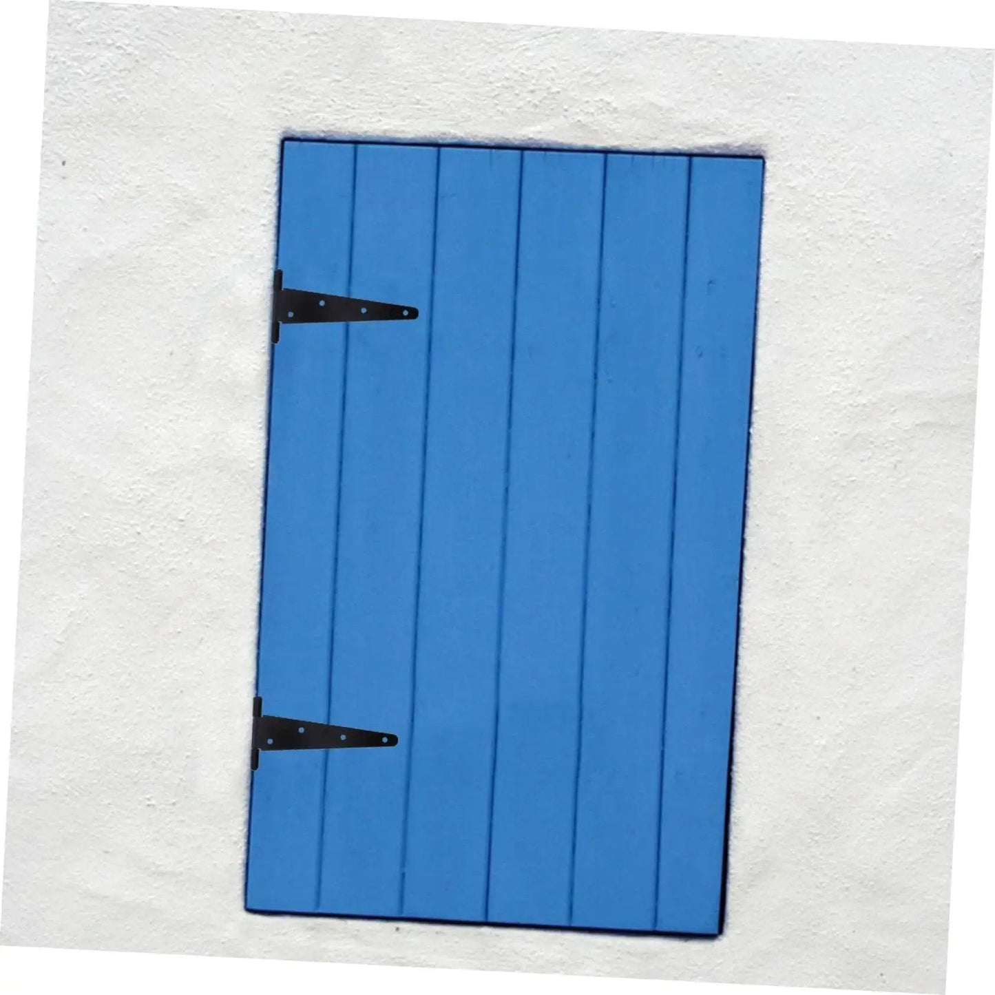 Heavy Duty Gate Hinge With Slotted Design For Wooden And Vinyl Gates Highly Durable Iron Construction Adjustable For Easy Installation And Precise Angle Alignment Outdoor Gate Hardware For Enhanced Door Stability And Max Load Bearing Capacity NAMOARLY installed on a blue wooden gate.