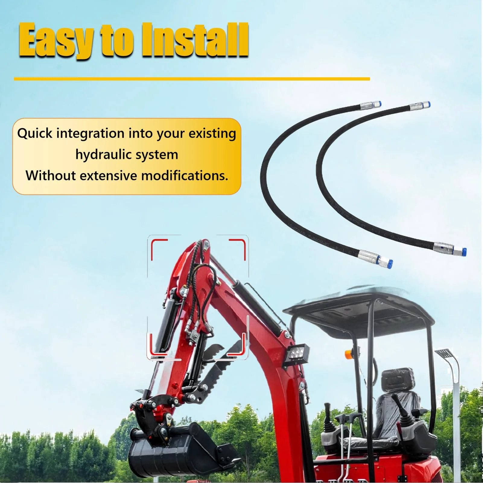 Two Pack Beefed Up Excavator Diverter Valve Hoses For One To Two Ton Mini Excavator 32 Inch Length Hydraulic Diverter Hose Set Fits M14 Fittings And Quarter Inch Interface High Pressure 60 MPa 8702 PSI Premium Replacement