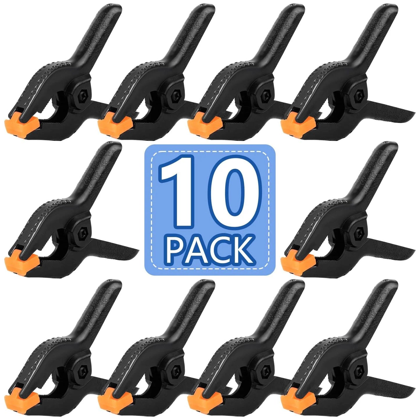 10 Pack 6 Inch Plastic Spring Clamps Black Heavy Duty Clips For Backdrops Crafts Woodworking And Photography Durable Nylon Construction With Flexible Grippers And Two Sided Grips For Secure Hold In Any Setup