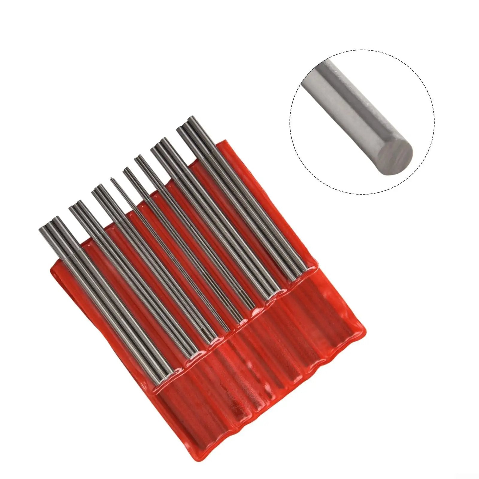 Must Have Three Wire External Thread Measuring Set Stainless Steel 48 Piece With 16 Diameter Sizes 0.5 to 6 mm Metric And 3 to 48 TPI Imperial For Accurate Wire Reading And Easy Conversion, showing stainless steel measuring rods in red holder.