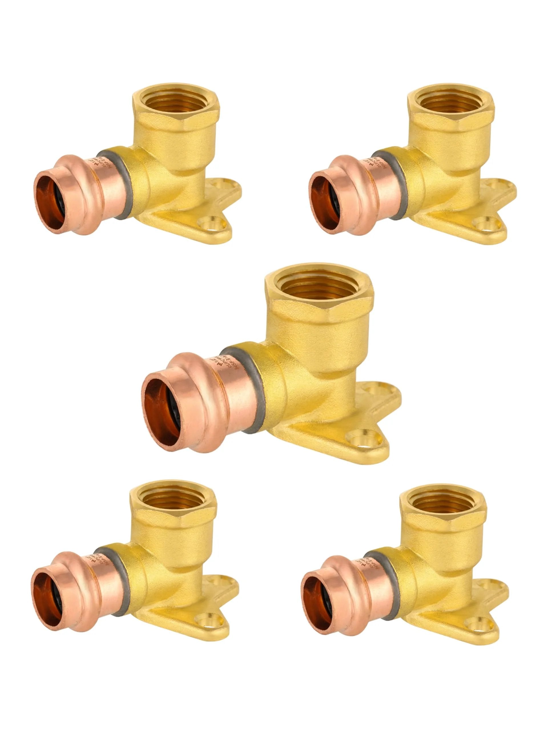 Pack Of Five Half Inch Copper Press Fit To Half Inch Female NPT Drop Ear 90 Degree Elbow Plumbing Fittings LBP Design