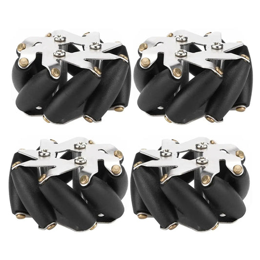 4 Pack 48mm Steel Mecanum Wheels With TPR Rollers For Omni-Directional Robot Car Movement, Precise Multi-Directional Drive