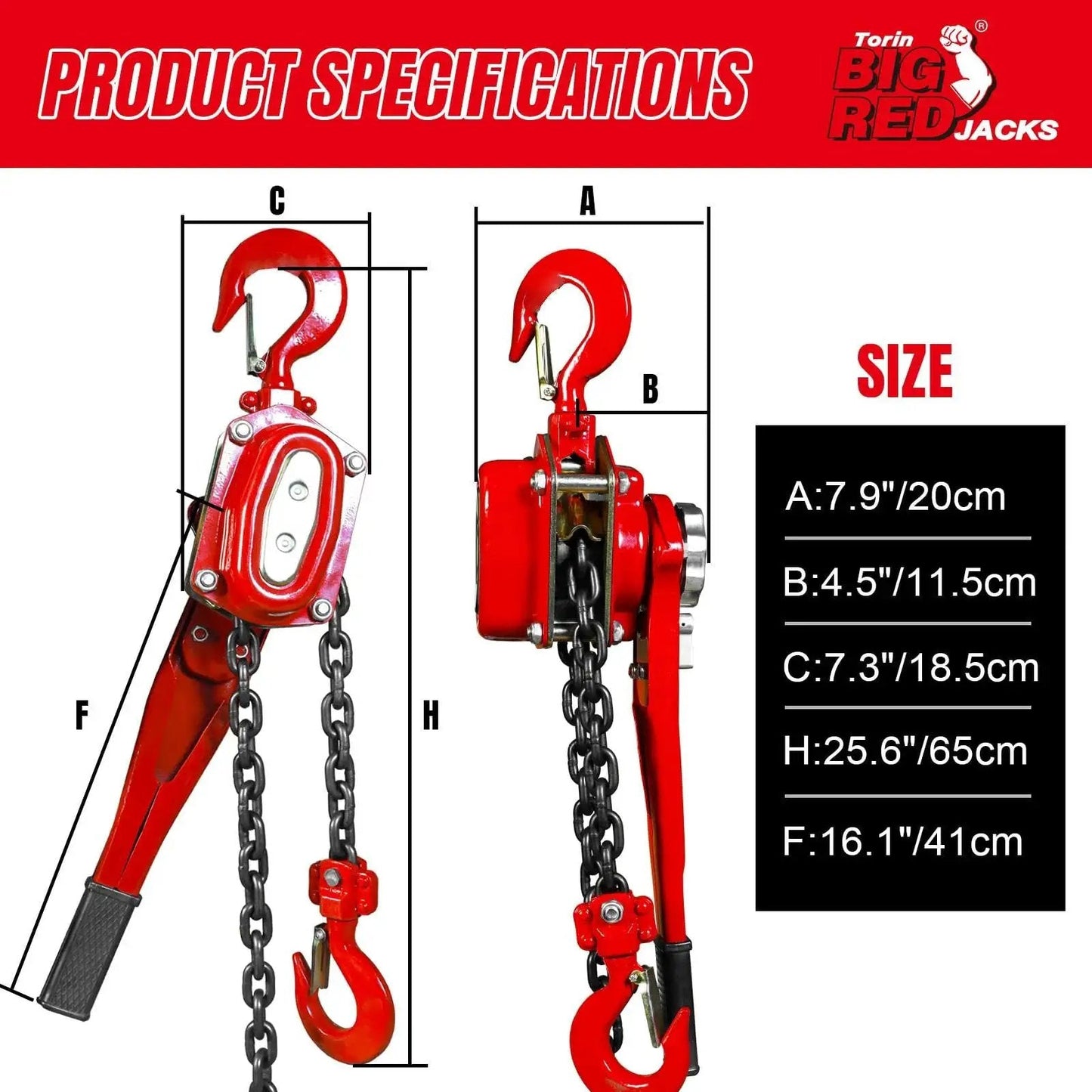 Manual Lever Chain Hoist 3 Ton Capacity G80 Grade Steel And Double Pawl Brake with dimensions and specifications