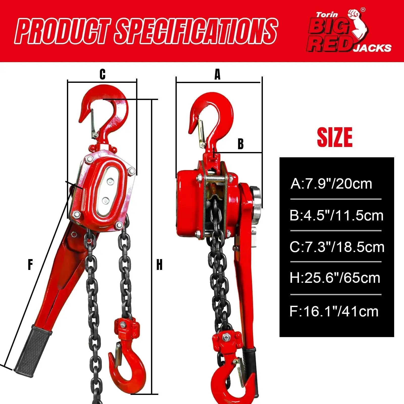 Manual Lever Chain Hoist 3 Ton Capacity G80 Grade Steel And Double Pawl Brake with dimensions and specifications