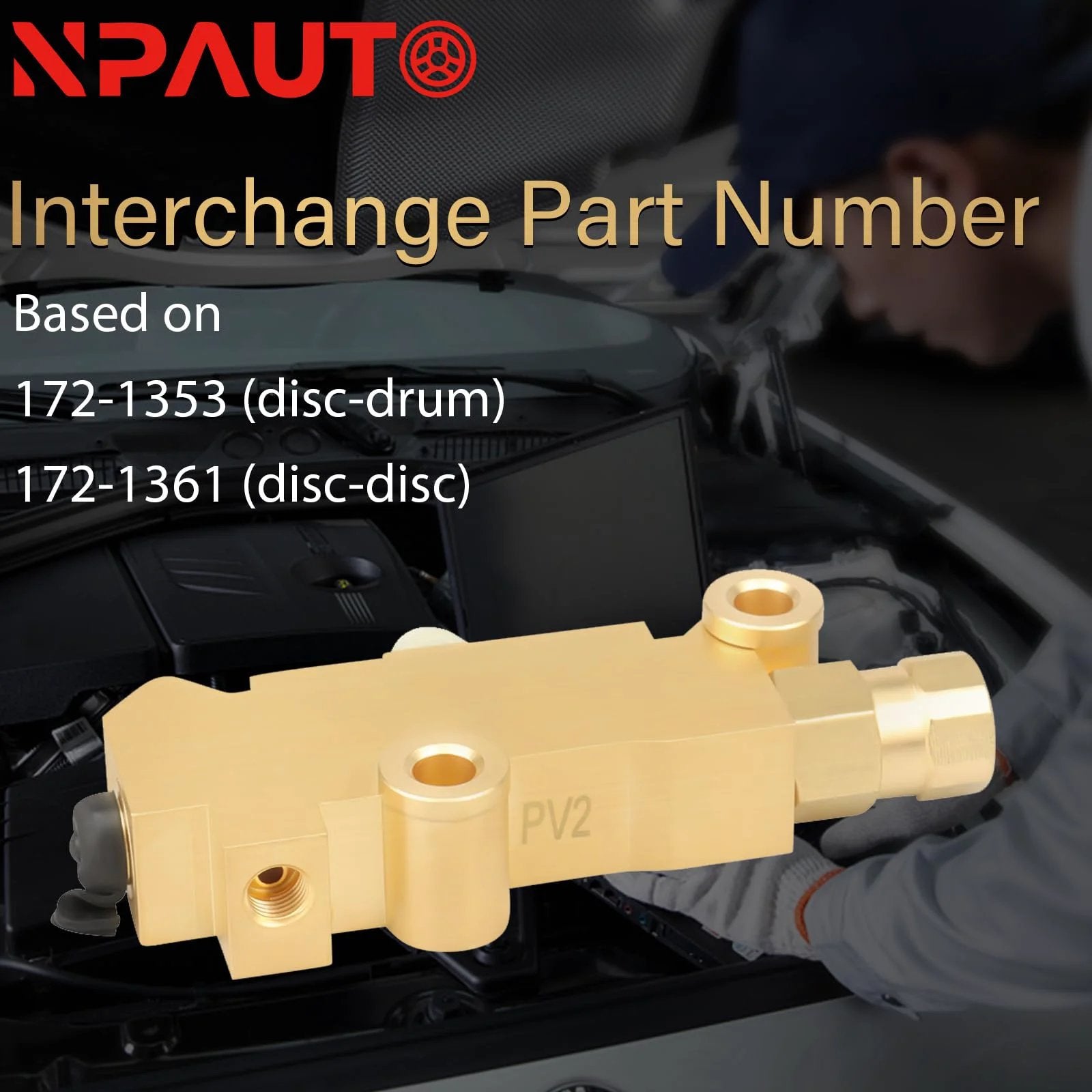 Disc Front Drum Rear Brake Proportioning Valve PV2 Brass Body 172-1353 PV71 Combination Valve for GM Ford Chevy vehicles