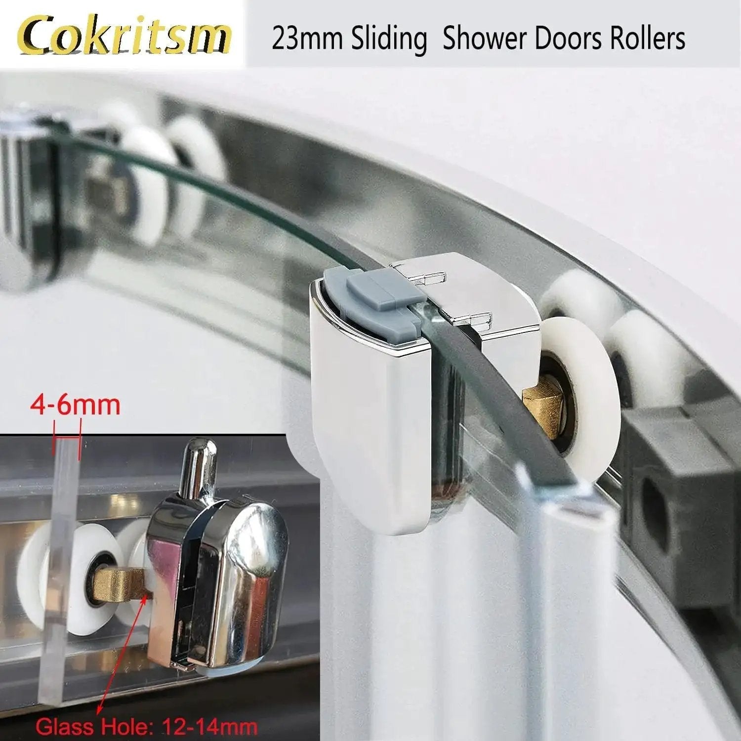 8 Piece Shower Door Rollers Set With 25mm Sliding Door Wheels For Curved Glass Doors with adjustable upper and lower runners