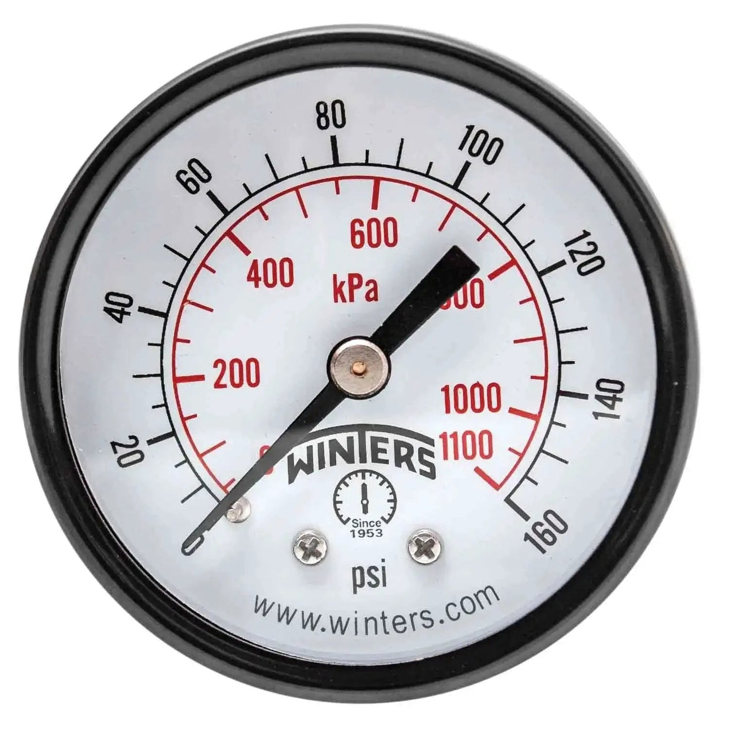 Economy 2 Inch Dial Pressure Gauge For General Utility Applications Winters Brass Wetted Parts Steel Case