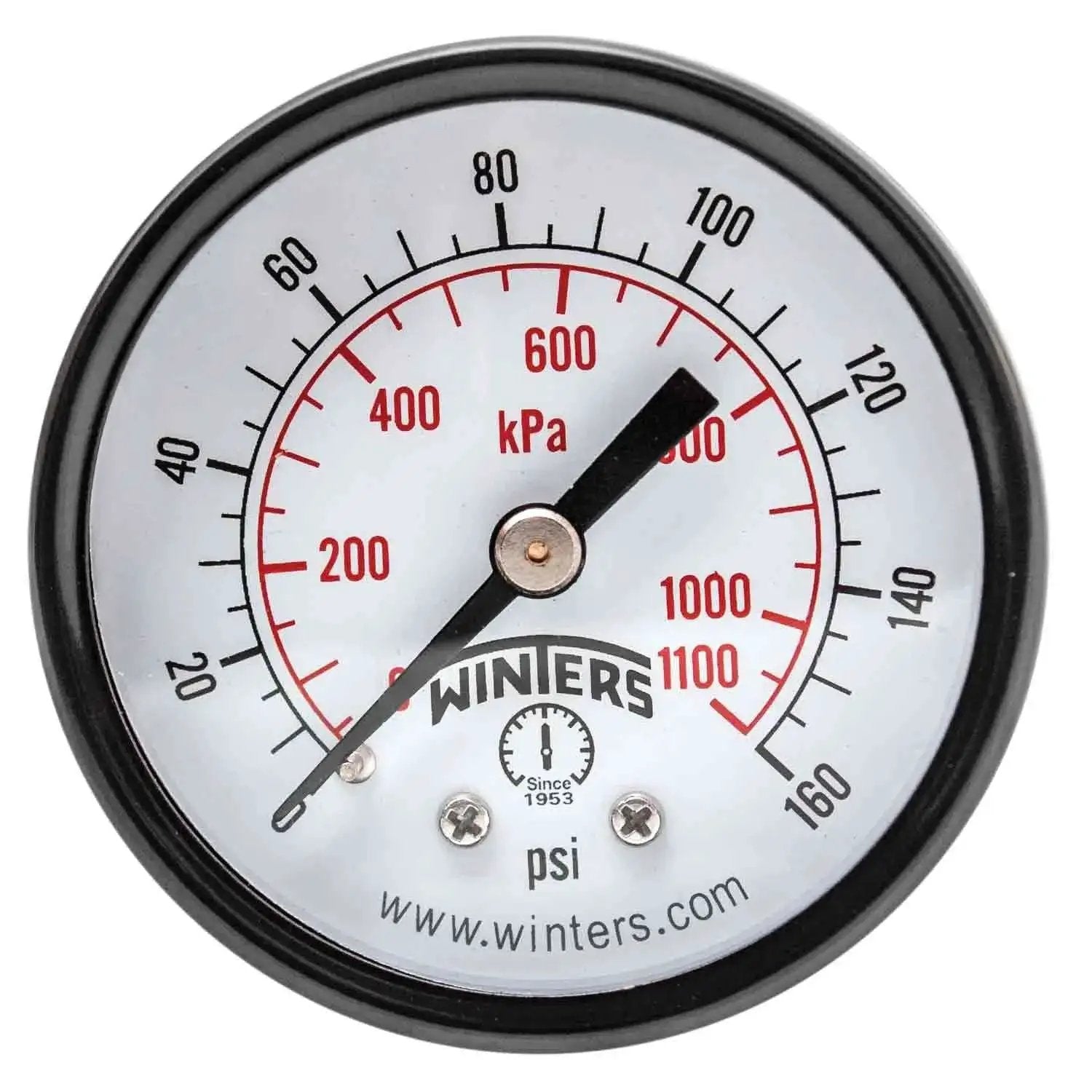 Economy 2 Inch Dial Pressure Gauge For General Utility Applications Winters Brass Wetted Parts Steel Case
