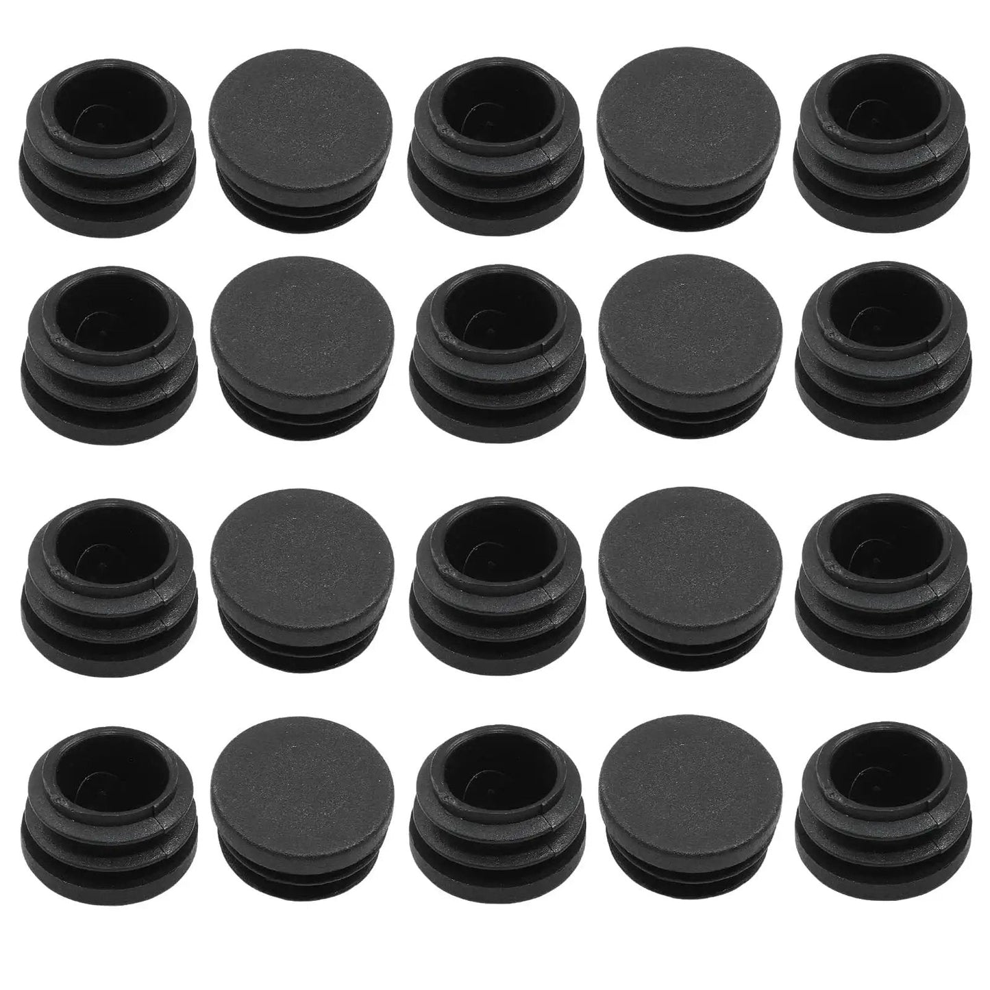 Twenty Pack Seven Eighths Inch Round Plastic Plug End Caps For Furniture Tubing Fit Inner Diameter 0.78 To 0.82 Inch Black Durable PE