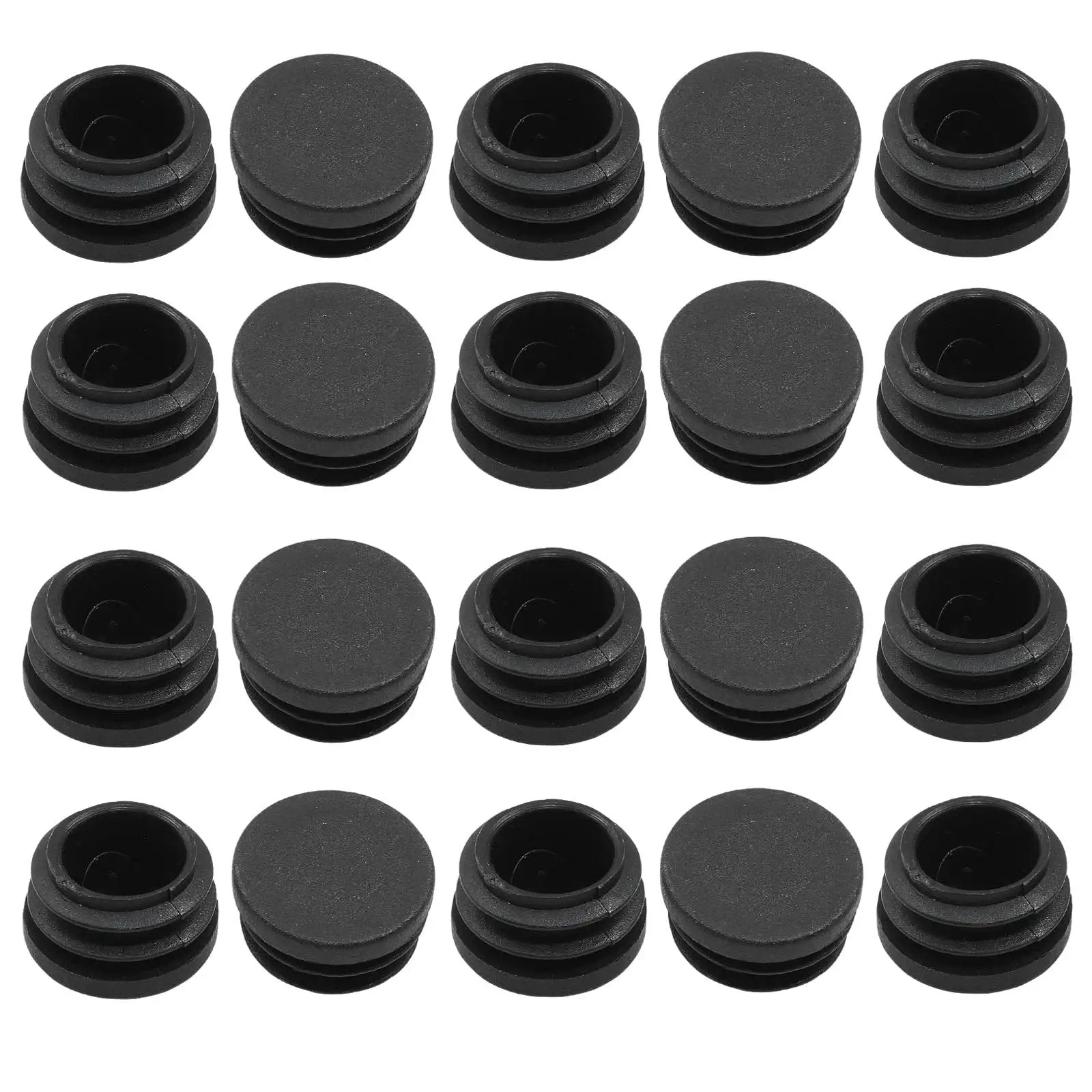Twenty Pack Seven Eighths Inch Round Plastic Plug End Caps For Furniture Tubing Fit Inner Diameter 0.78 To 0.82 Inch Black Durable PE