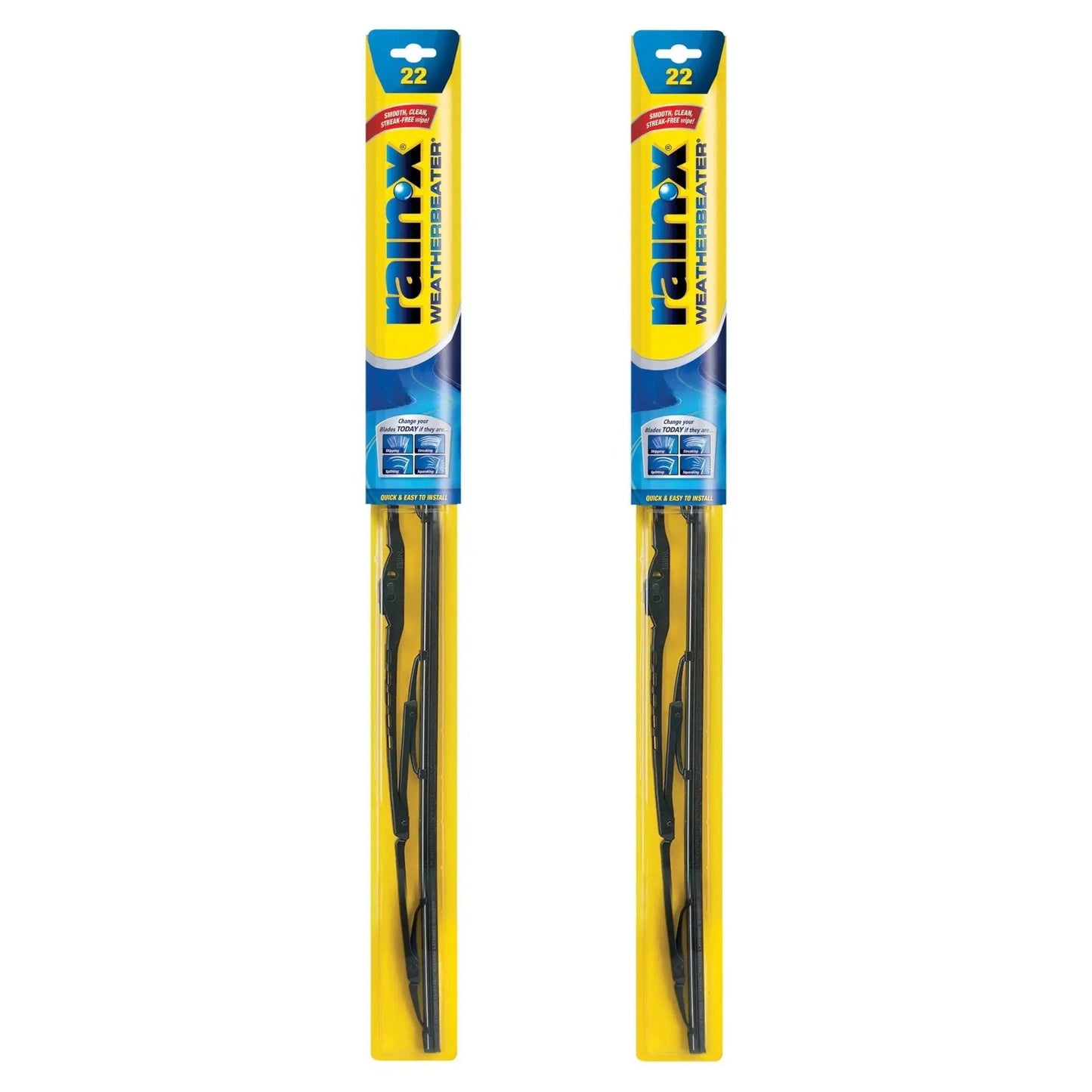 WeatherBeater 22 Inch Wiper Blades Pack of 2 With OEM Quality Durability in retail packaging