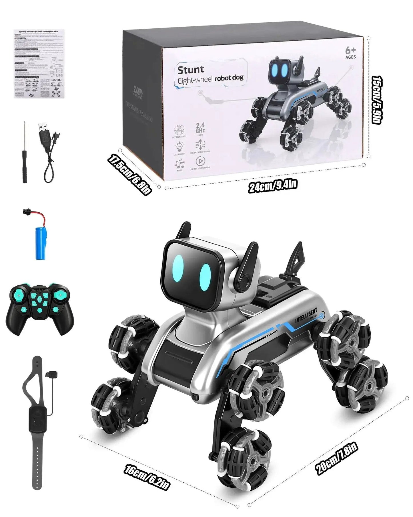 Interactive Robot Dog RC Stunt Car With Gesture Sensing And 2 4Ghz Remote Mecanum Wheels LED Eyes and Accessories