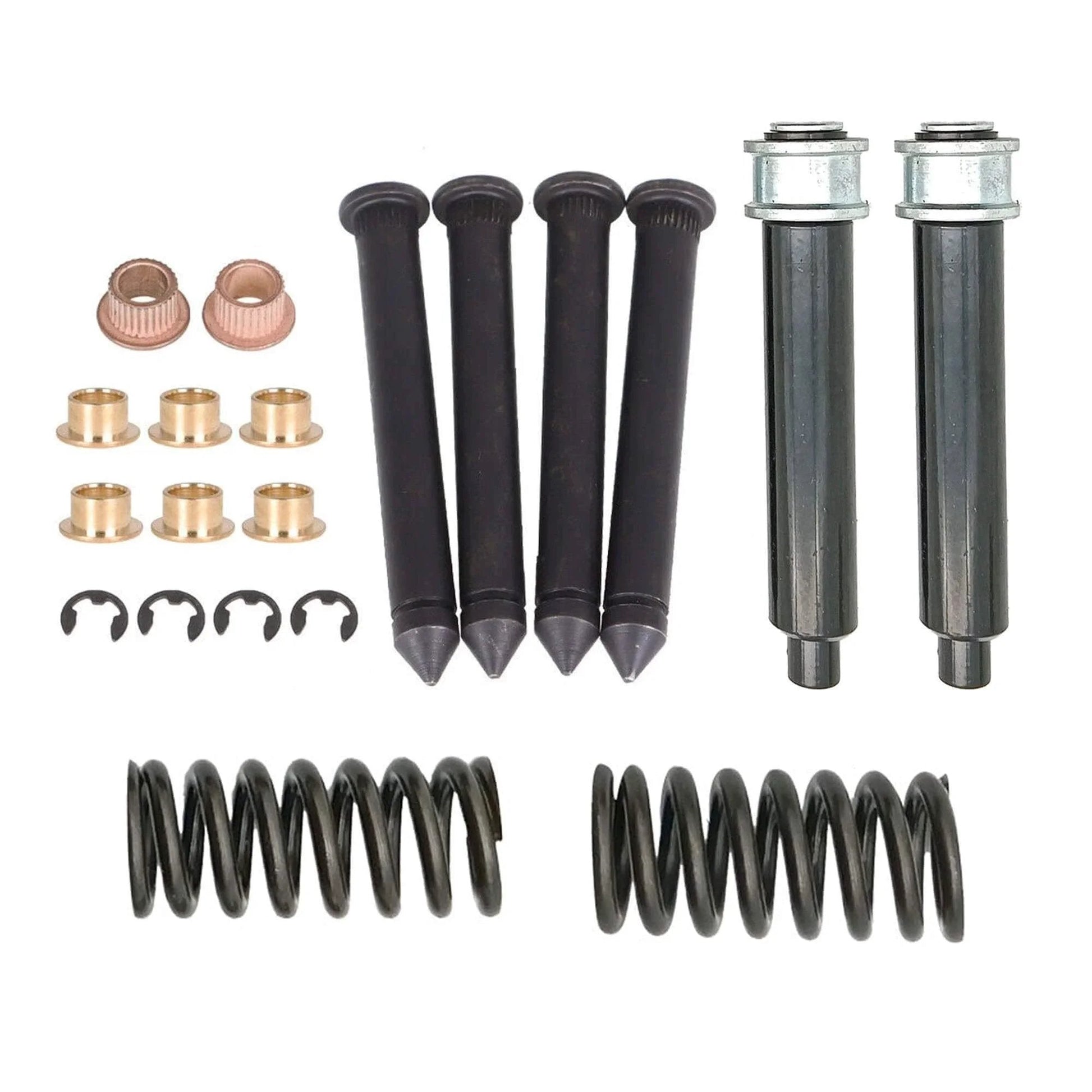Door Hinge Spring Pin And Bushing Repair Kit For Classic American Cars 1968 To 1979 Fits Camaro Firebird And Nova components displayed