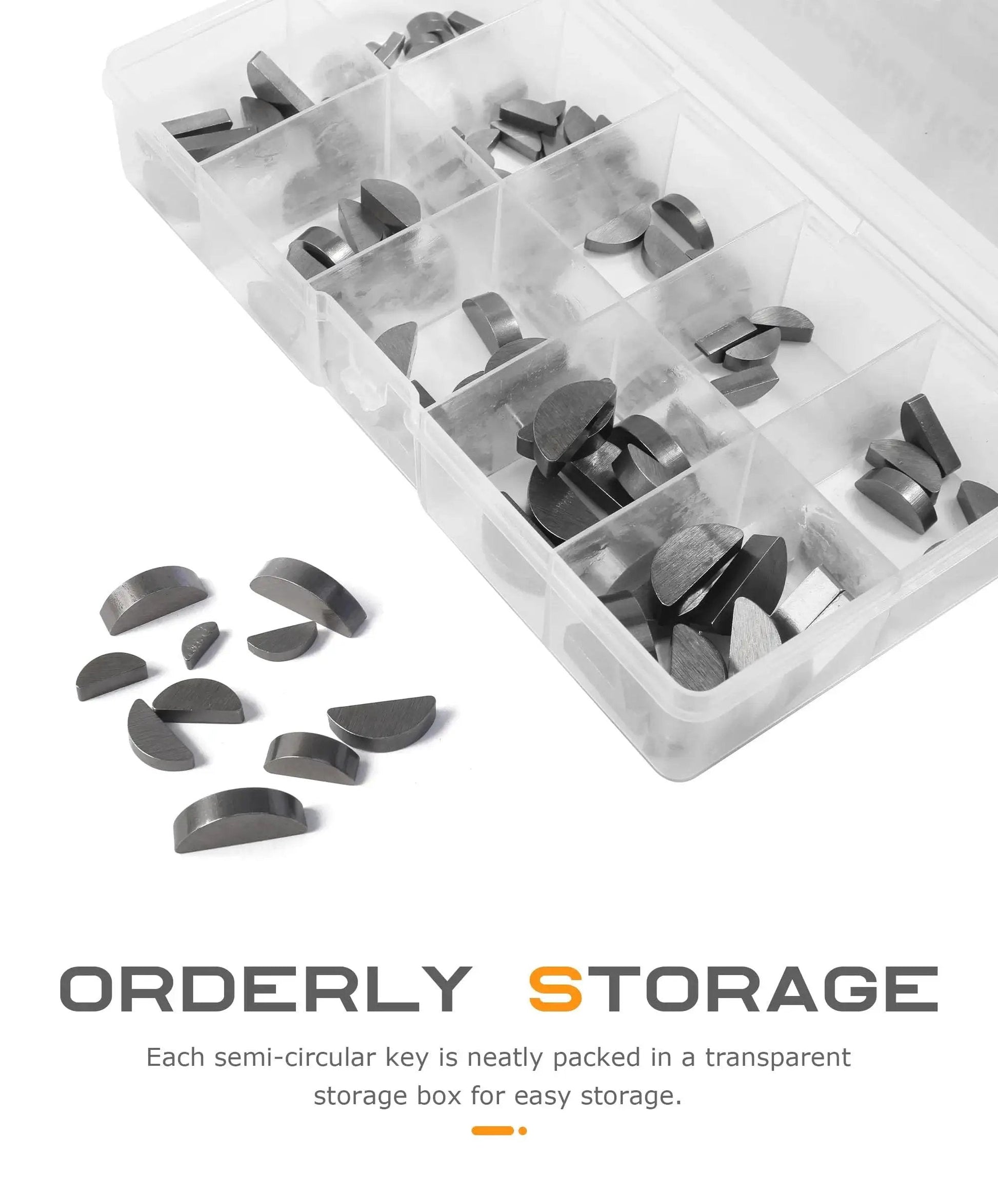 Woodruff Key Set 120 Piece Semicircle Key Assortment With 10 Sizes in storage box for flywheel applications