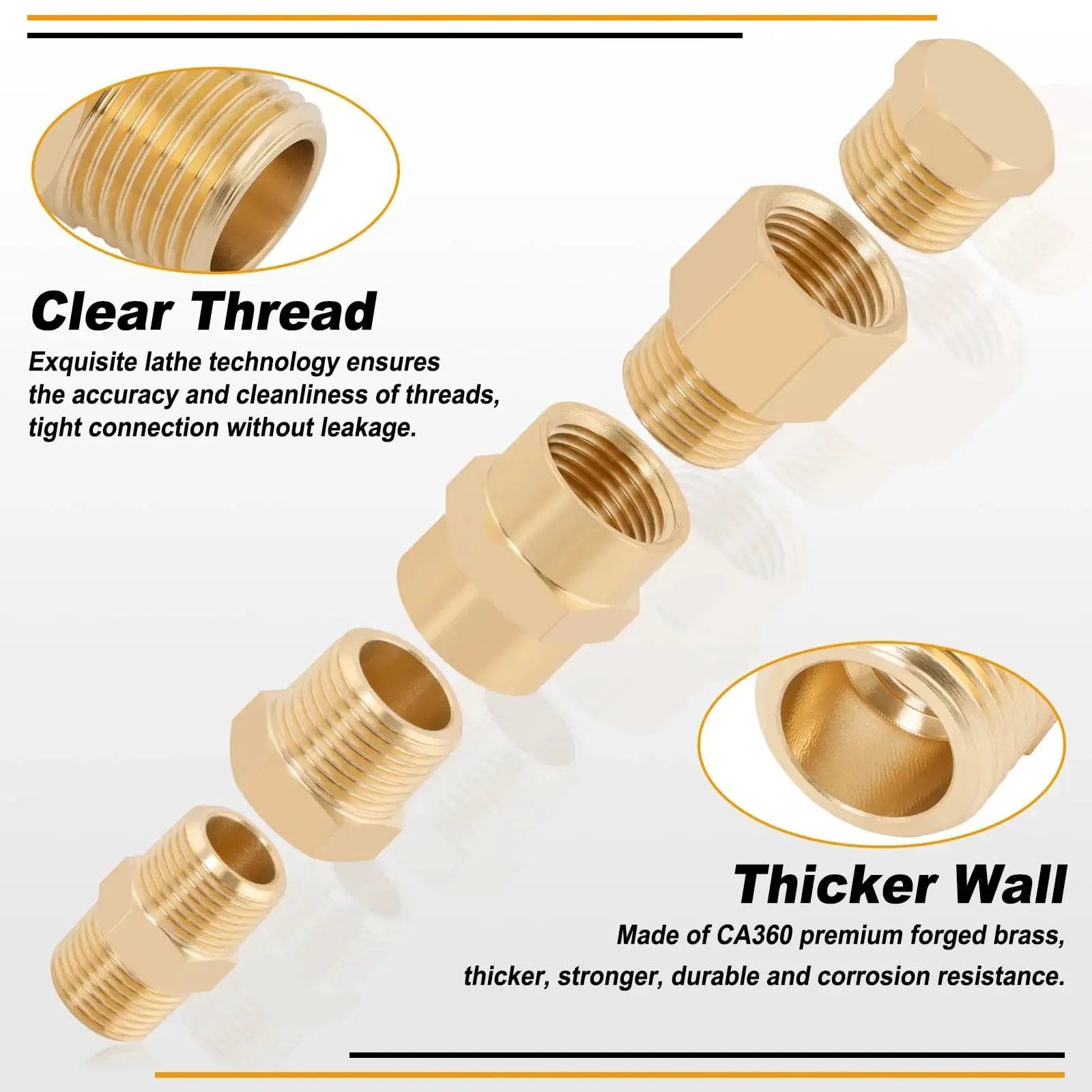 All In One Brass Pipe Fittings Kit With 96 Piece Set For DIY Plumbing Projects Featuring NPT Adapters Reducers Hex Bushings Close-Up