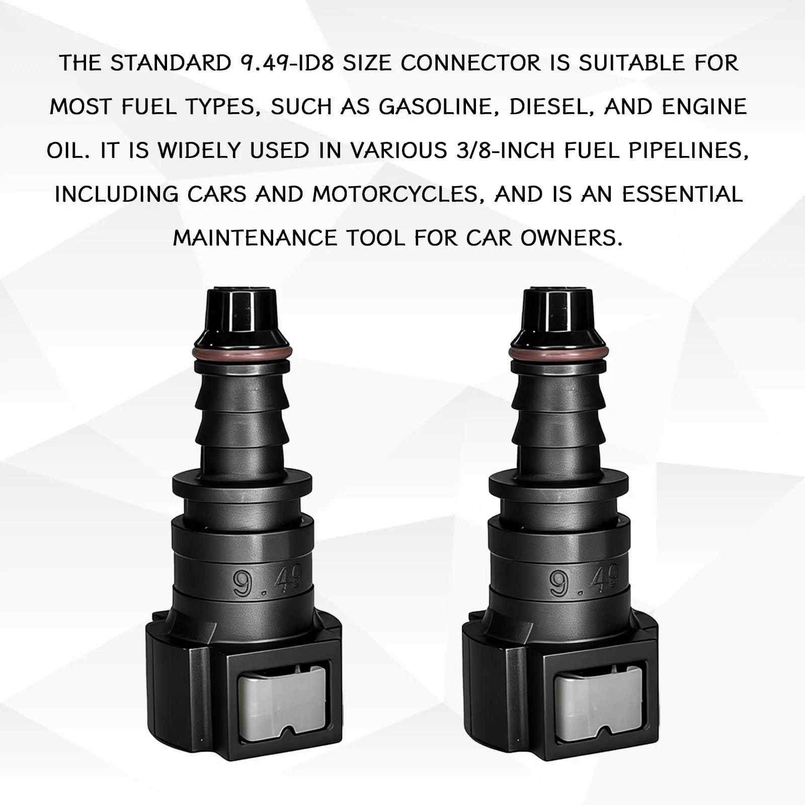 90 Degree Fuel Line Quick Connector Kit Two Pack Three Eighths SAE To Five Sixteenths Inch Nylon Tubing High Pressure