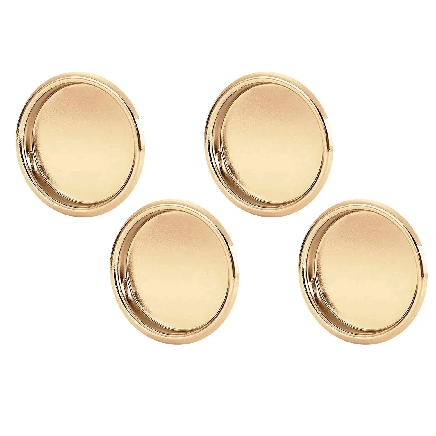 Easy Snap In Closet Door Finger Pull Fits A Two And One Eighth Inch Hole, 4-Pack Durable Steel Construction No Nails Required Quick Install Polished Brass