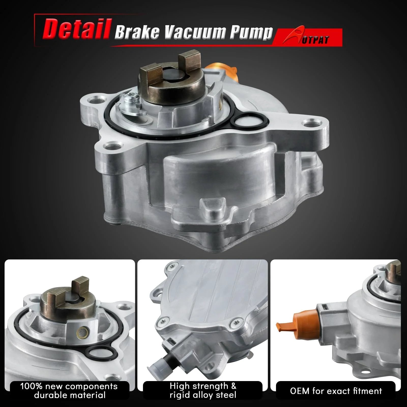 Vacuum Pump Compatible With Ford Fusion Edge Escape Explorer Focus Mustang Taurus Lincoln MKC Continental MKT And Land Rover LR2 2.0L EcoBoost 4 Cylinder 2012 2019 2013 2018 2015 2016 2017 Replacement OE LR047384 in alloy steel.