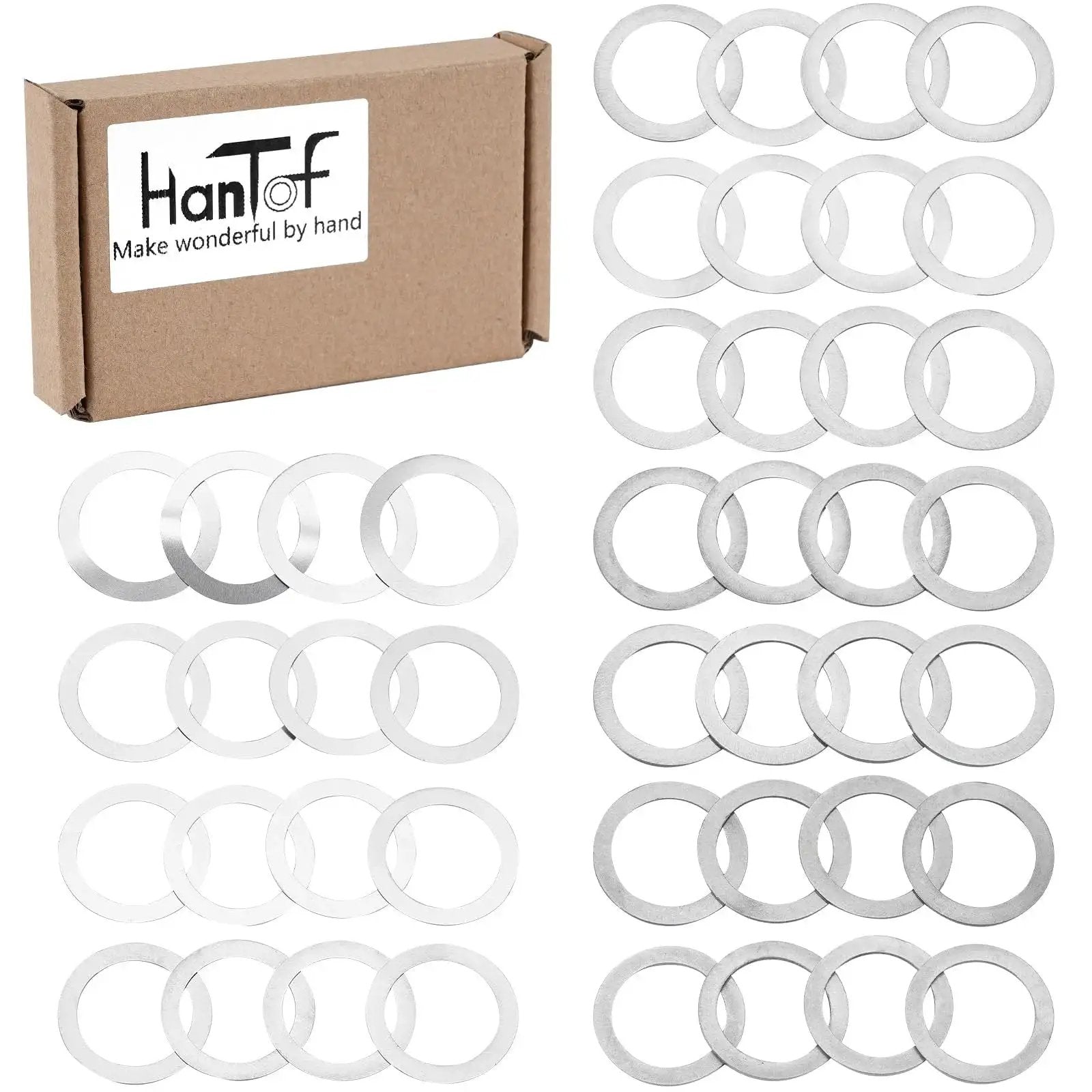 5/8 X 24 Barrel Shim Kit For Brake Timing And Alignment For 7.62mm And.308 Caliber, 44 Pack Featuring 11 Thickness Options