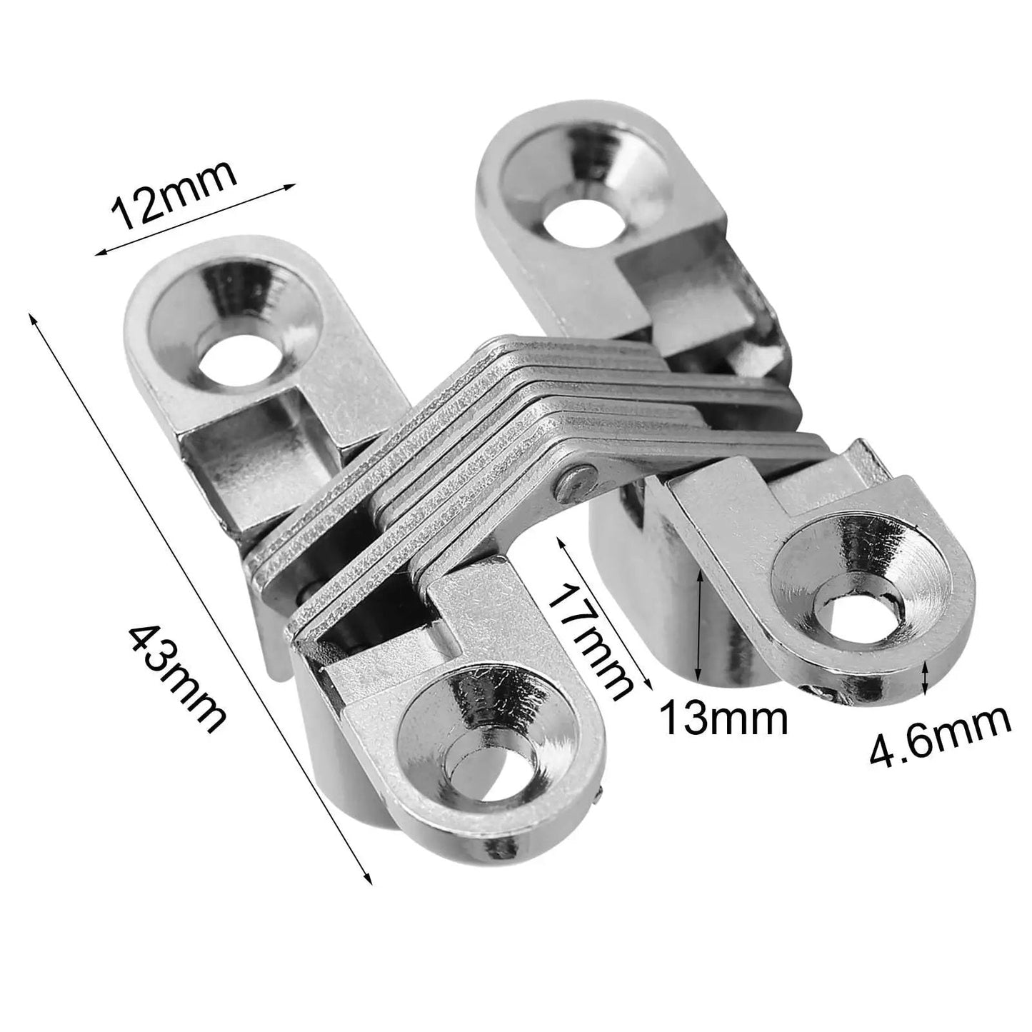 Hidden Concealed 180 Degree Zinc Alloy Door Hinge For Kitchen Cabinets Invisible Cross Style Bearing Silver Durable Cold Rolled Steel Core Fits Small Size 21 Inch Cabinet Doors Easy To Install