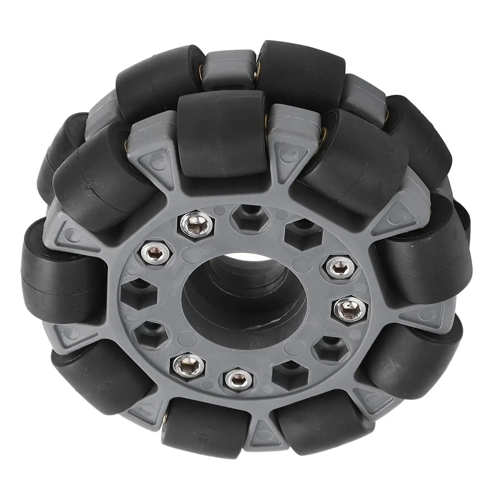 Omni Wheel 100mm Double Plastic Robot Wheel With 360 Degree Movement and Kickass Rubber Rollers Nylon and Brass Bearings 20 Kg Load Capacity