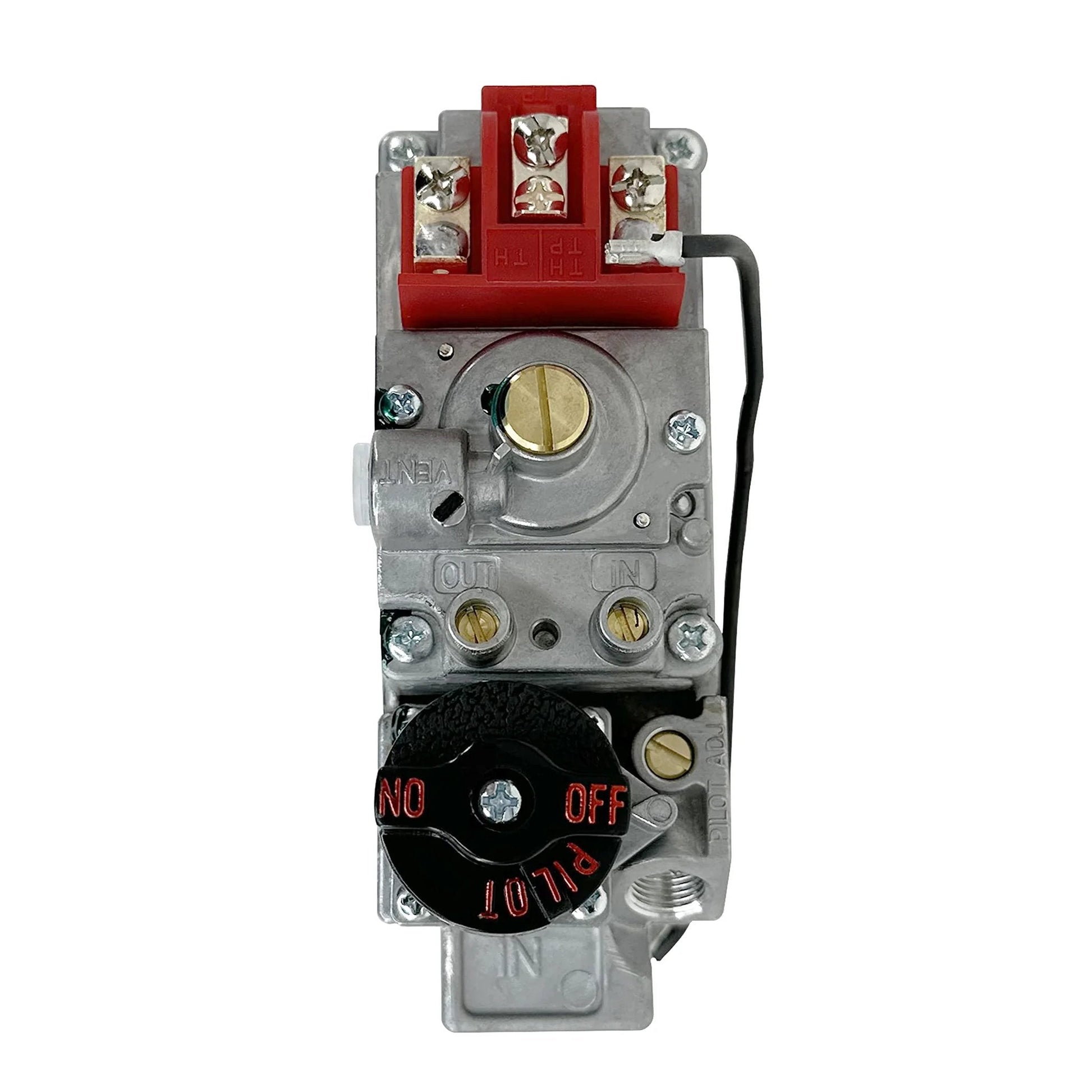 Front view of Millivolt Propane Gas Valve Replacement For Dexen Dexin Robertshaw HHT 6003 Series 201-D No Turndown 3/8 Inlet 3/8 Outlet DV970A-LP By Durablow CSA Certified